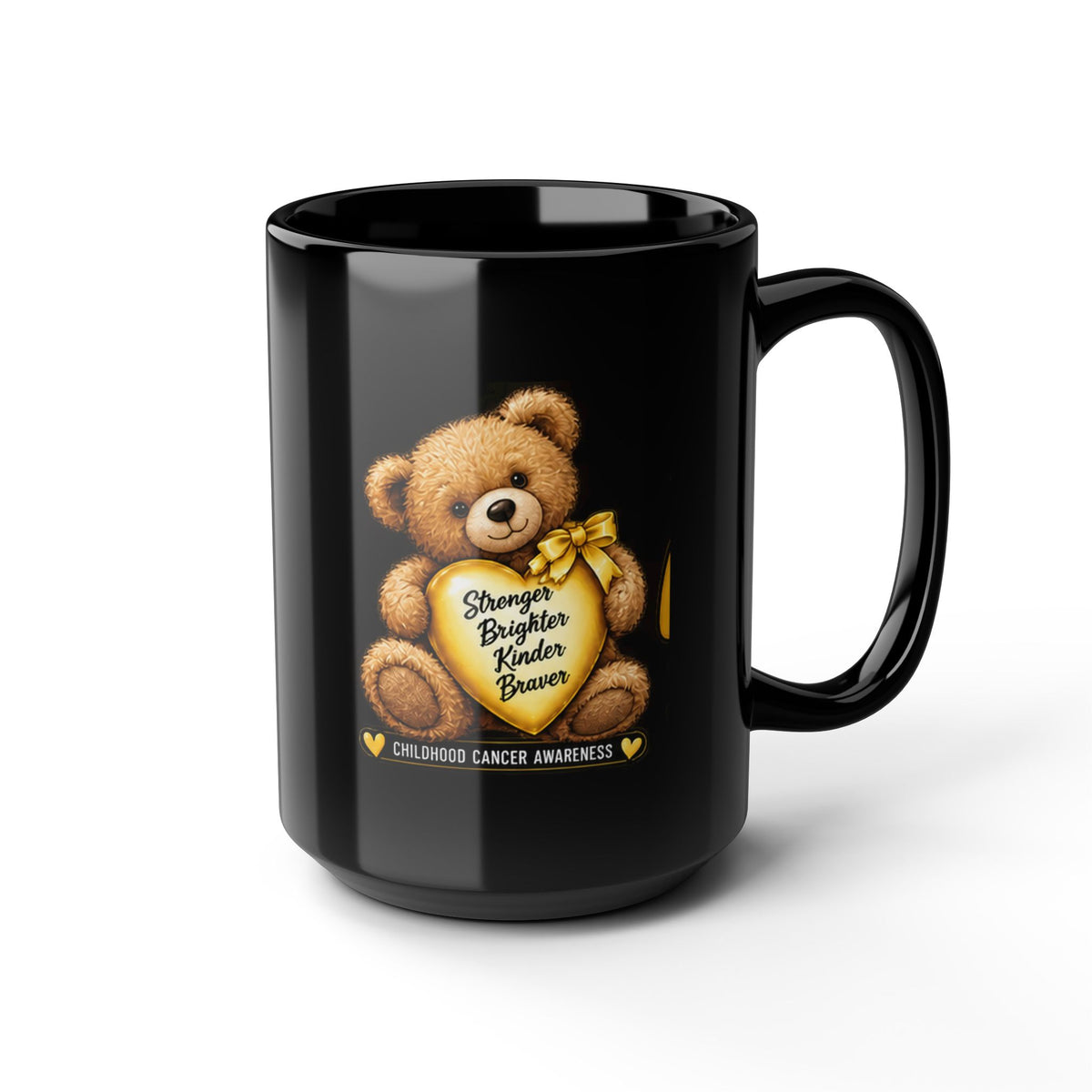 Childhood Cancer Awareness Teddy Bear Black Mug (11oz/15oz)