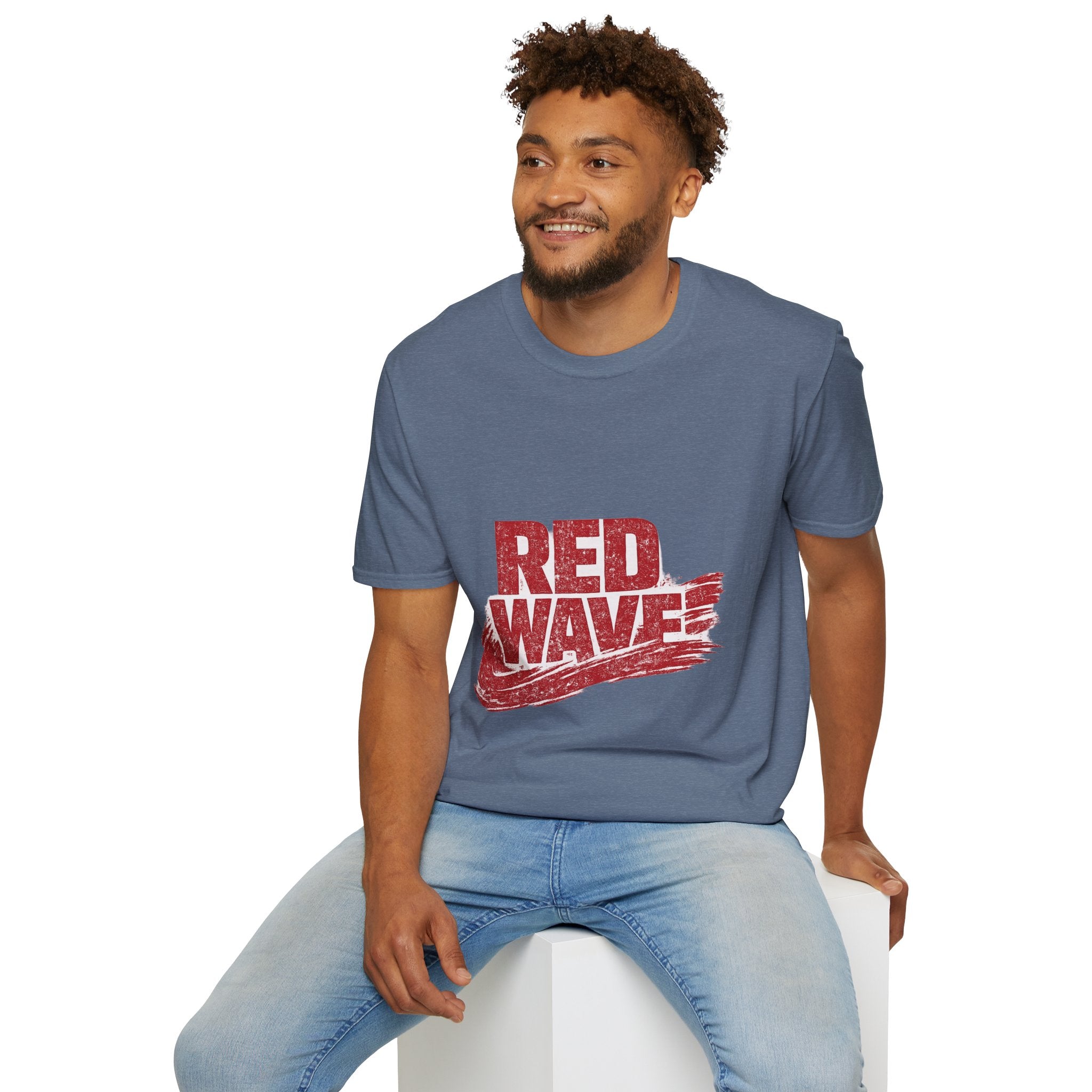 South Korea Red Wave Graphic T‑Shirt — Vintage Distressed Logo Tee