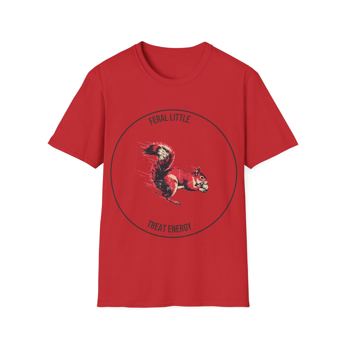 "Feral Little Treat Energy" Red Squirrel Graphic Tee - Funny Animal Meme White T-Shirt - Trending Now - September 2026