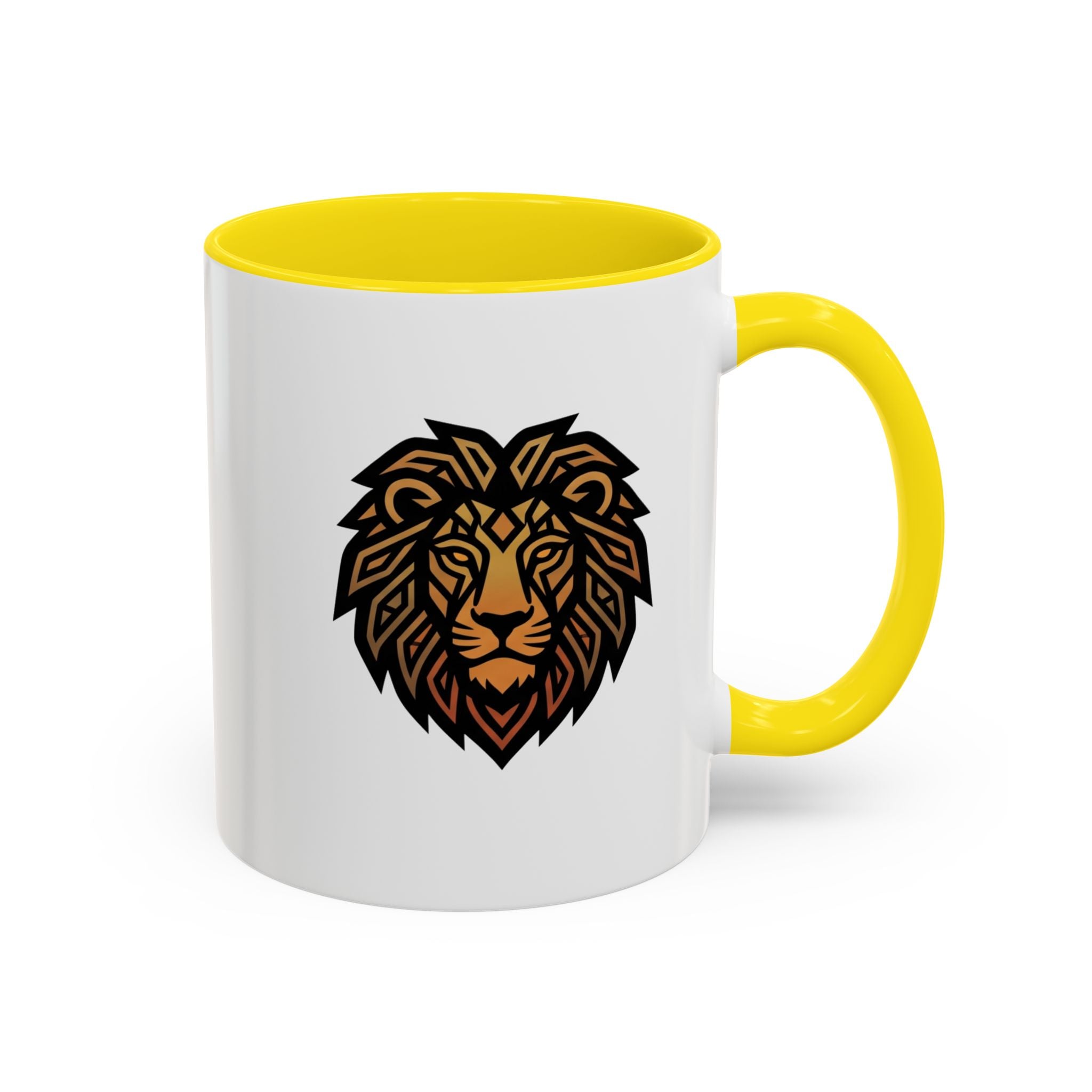 Lion Head Accent Coffee Mug — Bold Geometric Mane Design