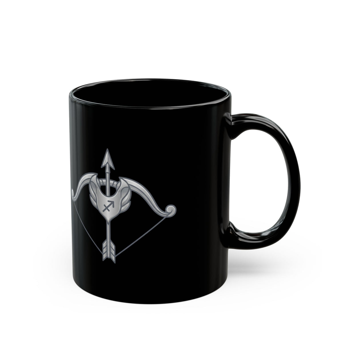 Sagittarius Archer Black Coffee Mug — Zodiac Bow & Arrow