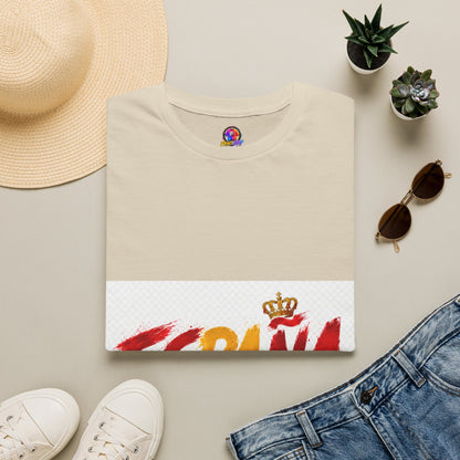 Spain  Graphic T-Shirt — Spanish Flag Brushstroke Design with Crown