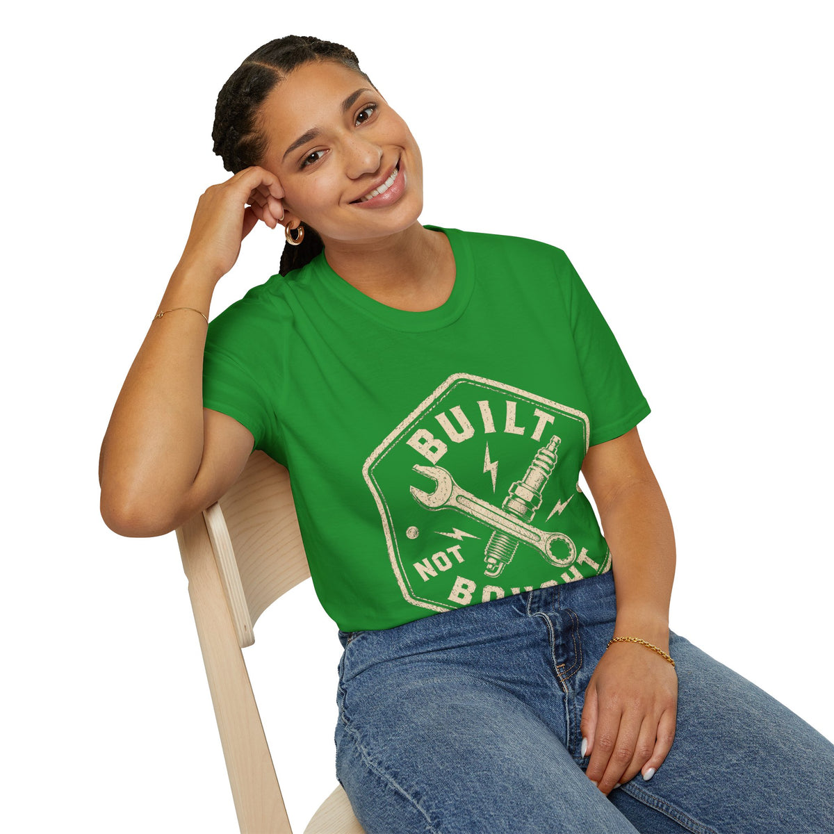 Built Not Bought T-Shirt — Vintage Mechanic Wrench & Spark Plug Tee