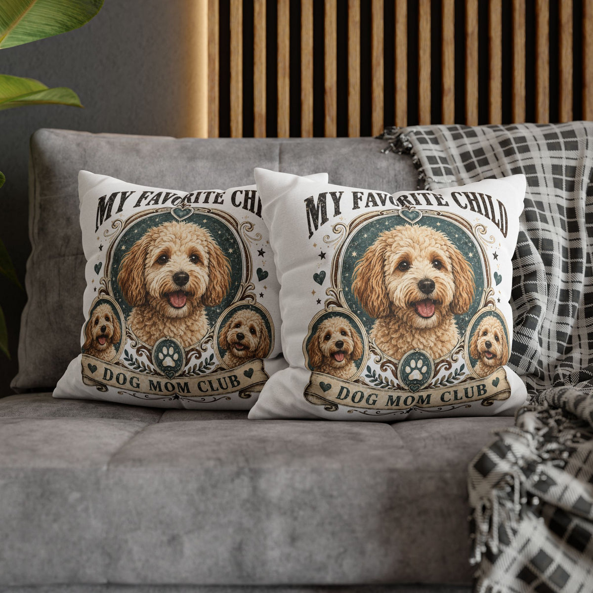 My Favorite Child Dog Mom Club Pillowcase Milo Bailey Dog Dad Mom – Cute Goldendoodle Decorative Pillow Cover