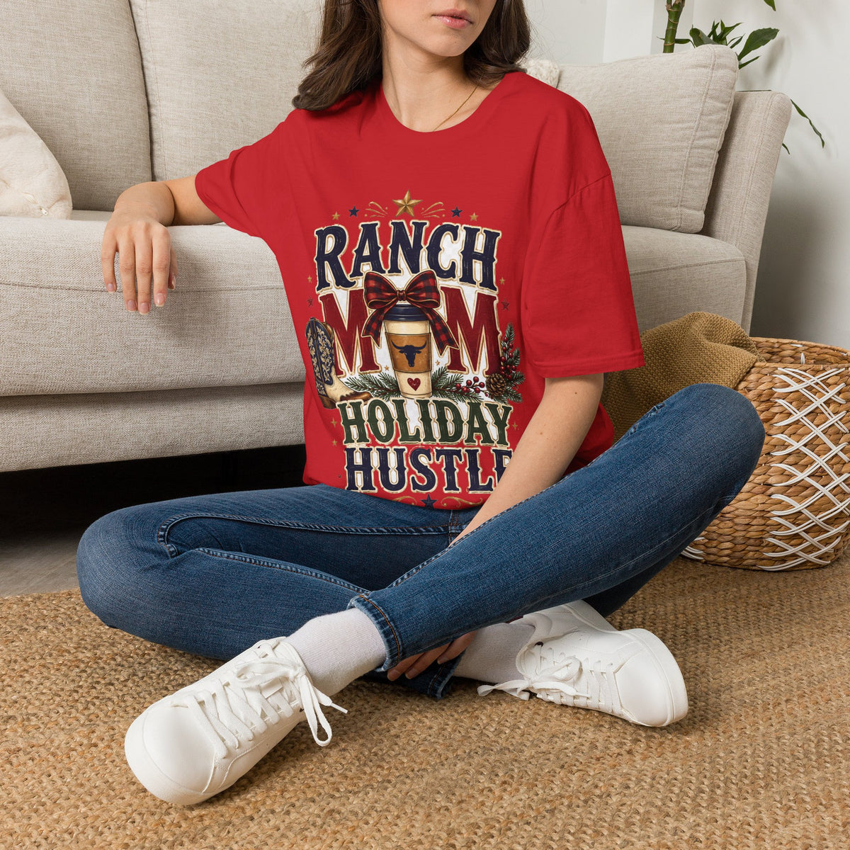 Ranch Mom Holiday Hustle T-Shirt — Festive Western Mom Tee