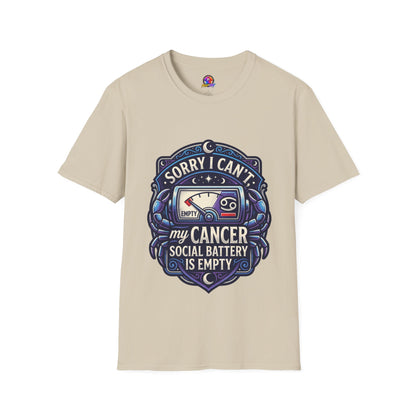 Cancer Support T-Shirt — "Sorry I Can't, My Cancer Social Battery Is Empty"