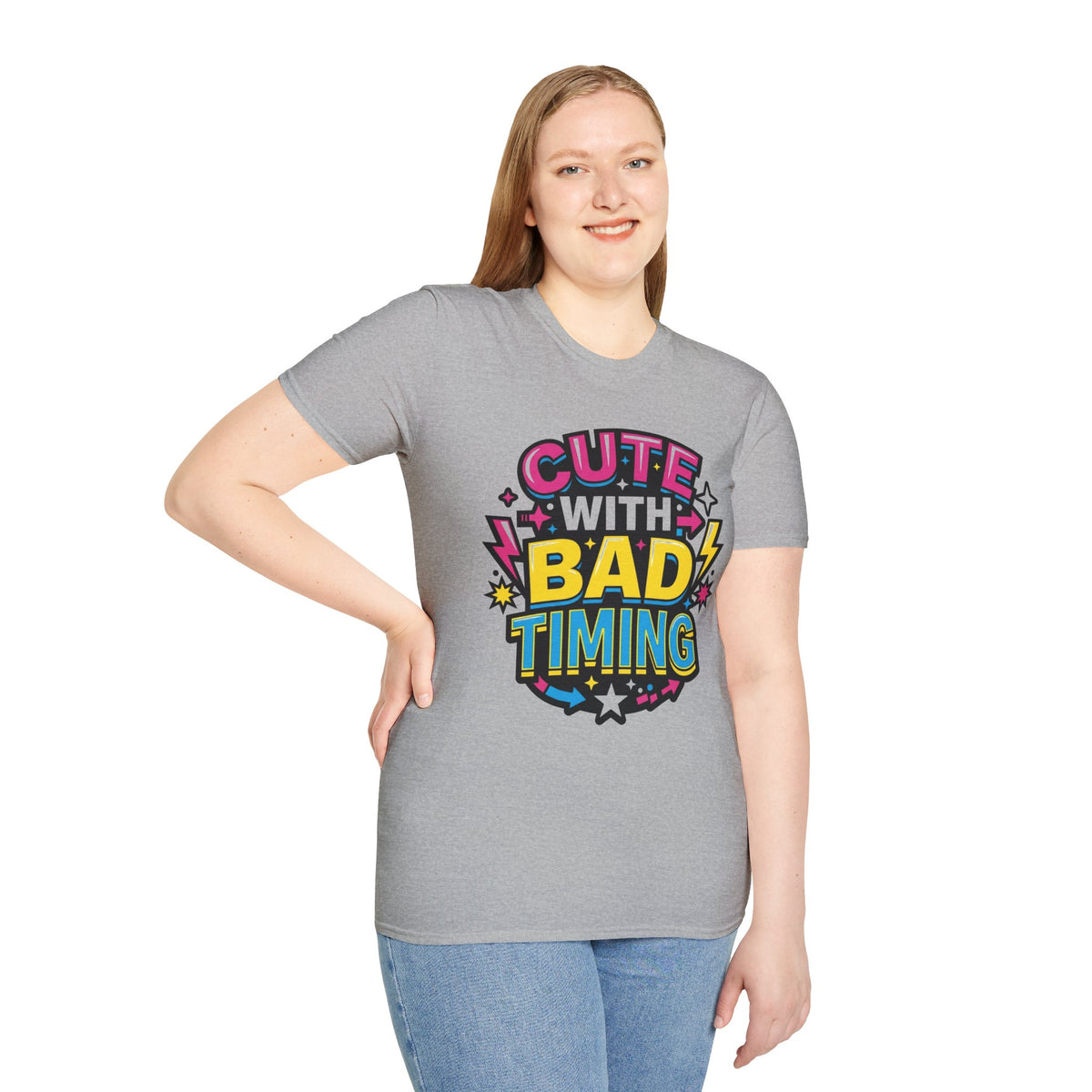 Cute But Bad Timing Graphic T-Shirt — Funny Retro Rainbow Tee - Trending Now - August 2026
