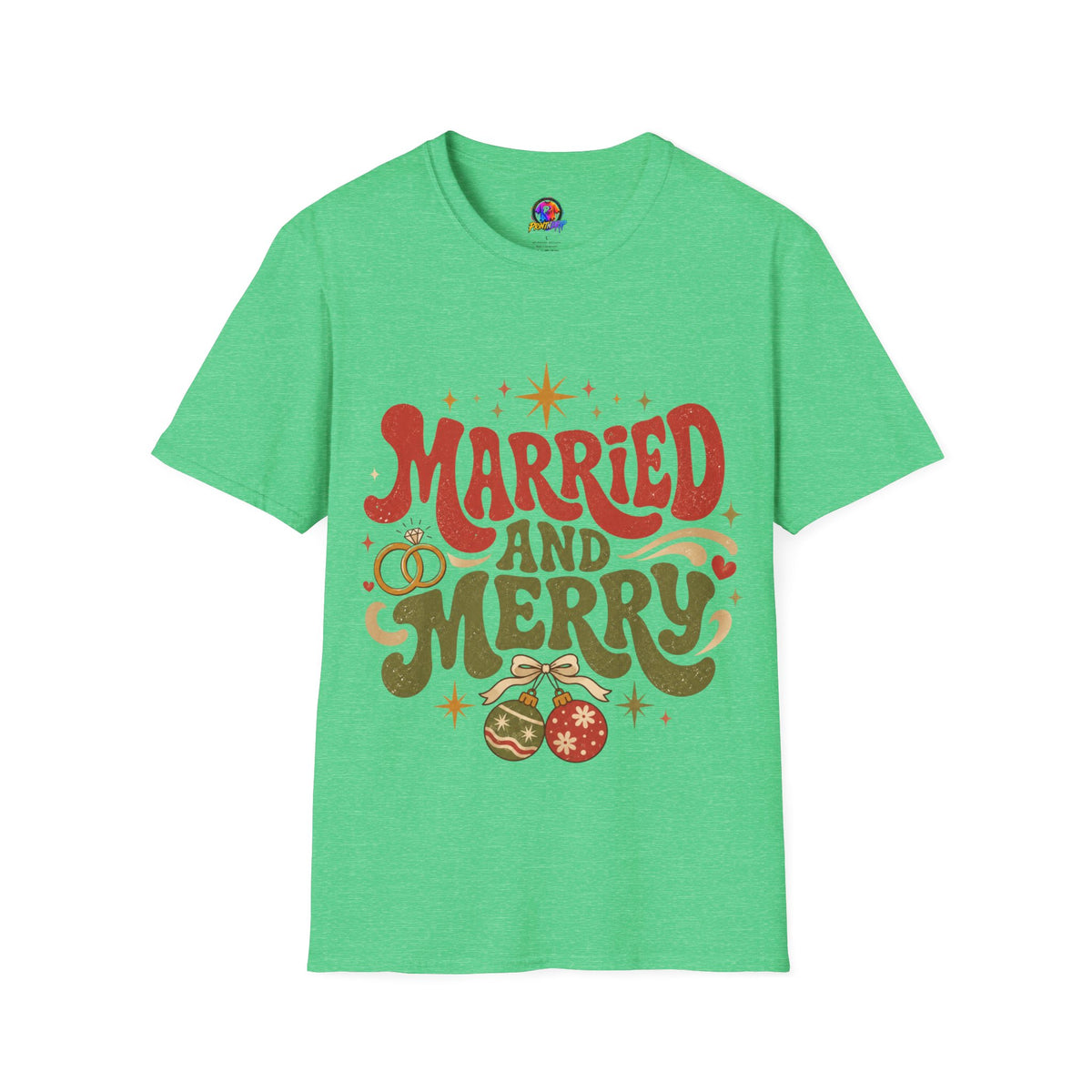 Married and Merry T-Shirt — Retro Holiday Couples Christmas Tee