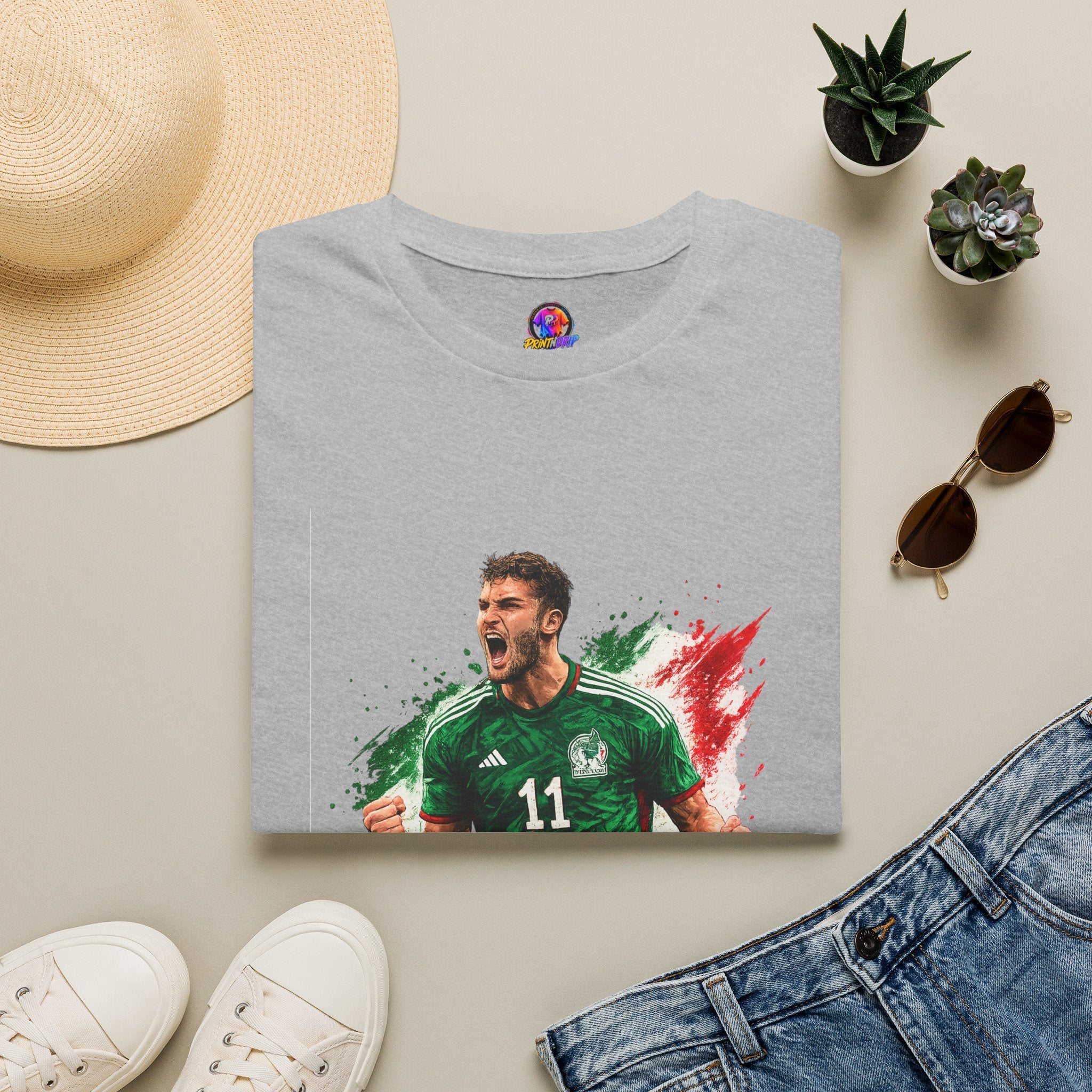 Mexico Soccer Jersey T-Shirt — Santiago Giménez Mexico #11 Fan Tee