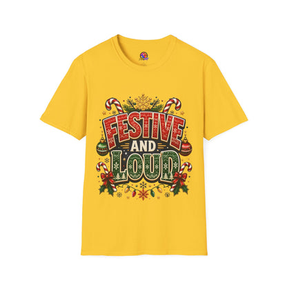 Festive and Loud Holiday T-Shirt — Christmas Candy Cane Graphic Tee