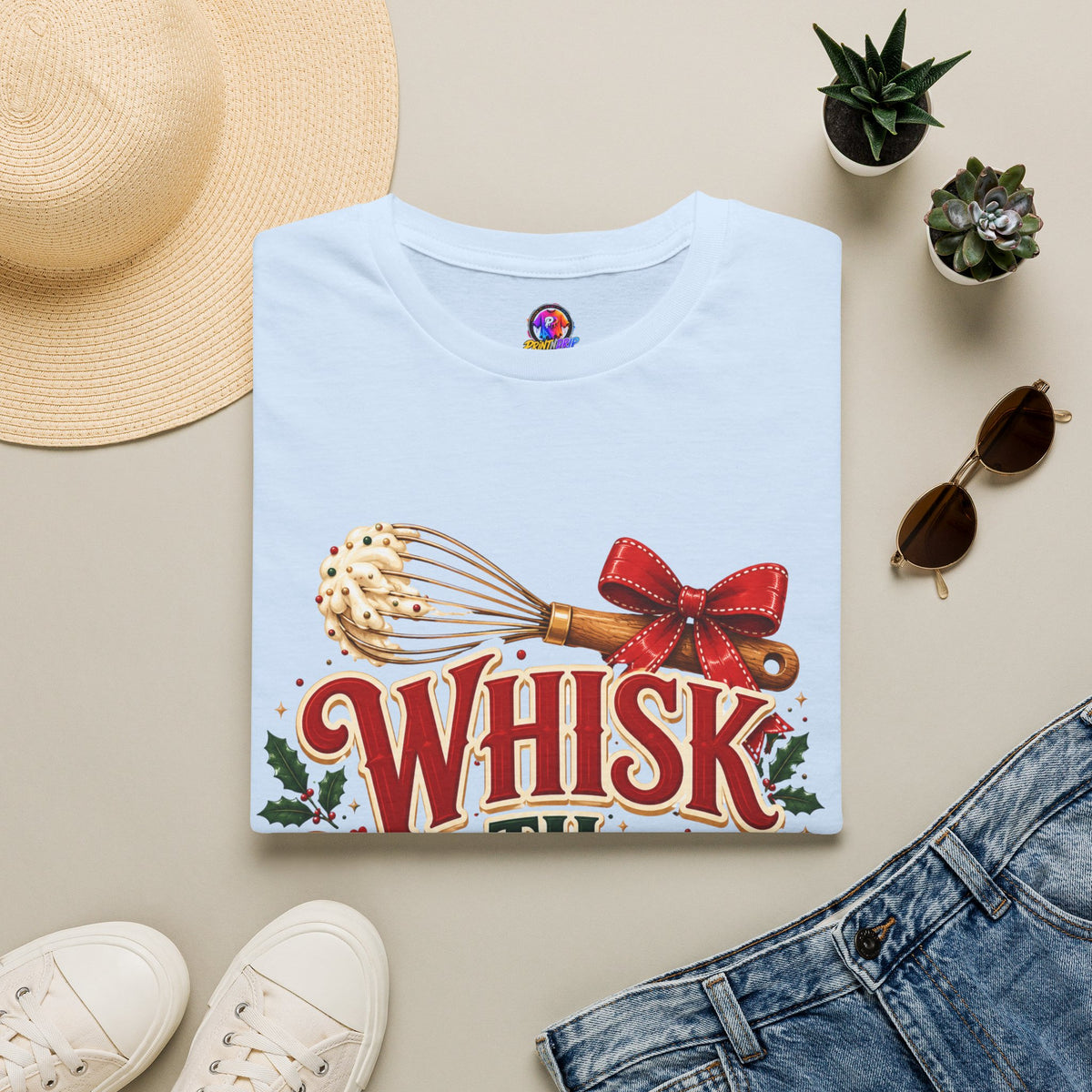 Christmas Baking T-Shirt — "Whisk 'Til Merry" Holiday Tee
