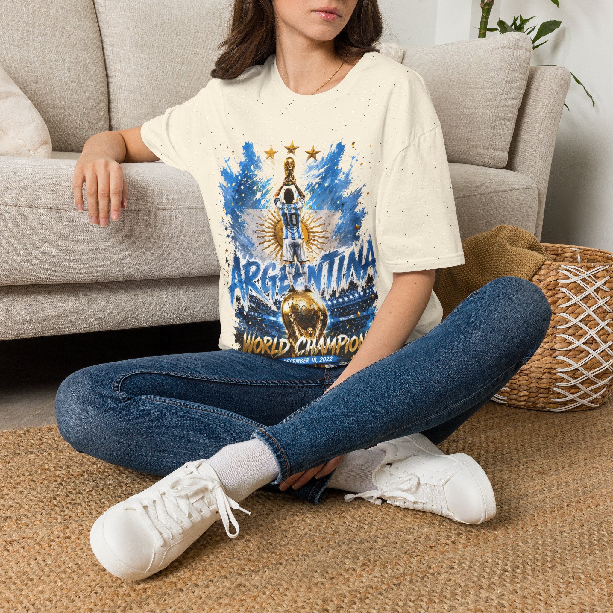 Argentina World Champions T‑Shirt — Soccer World Cup 3 Stars Tribute
