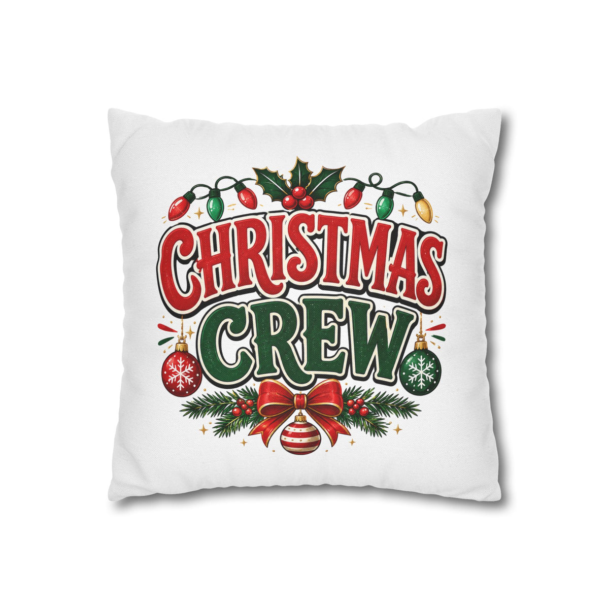 Christmas Crew Holiday Throw Pillowcase — Festive Decorative Cushion Cover