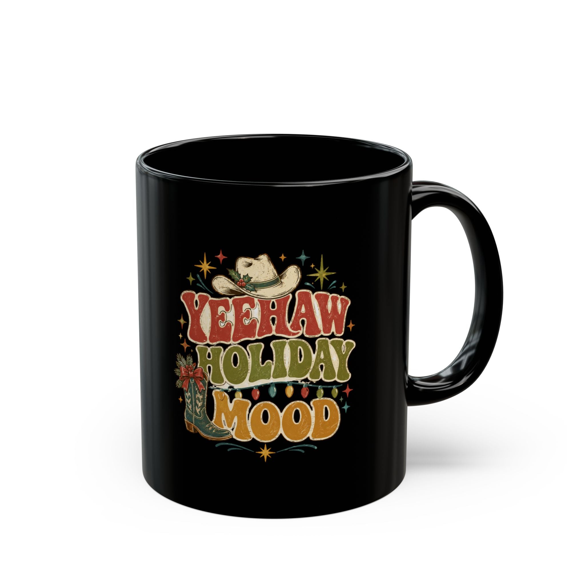 Christmas  Yeehaw Holiday Mood Mug — Festive Western Christmas Coffee Cup