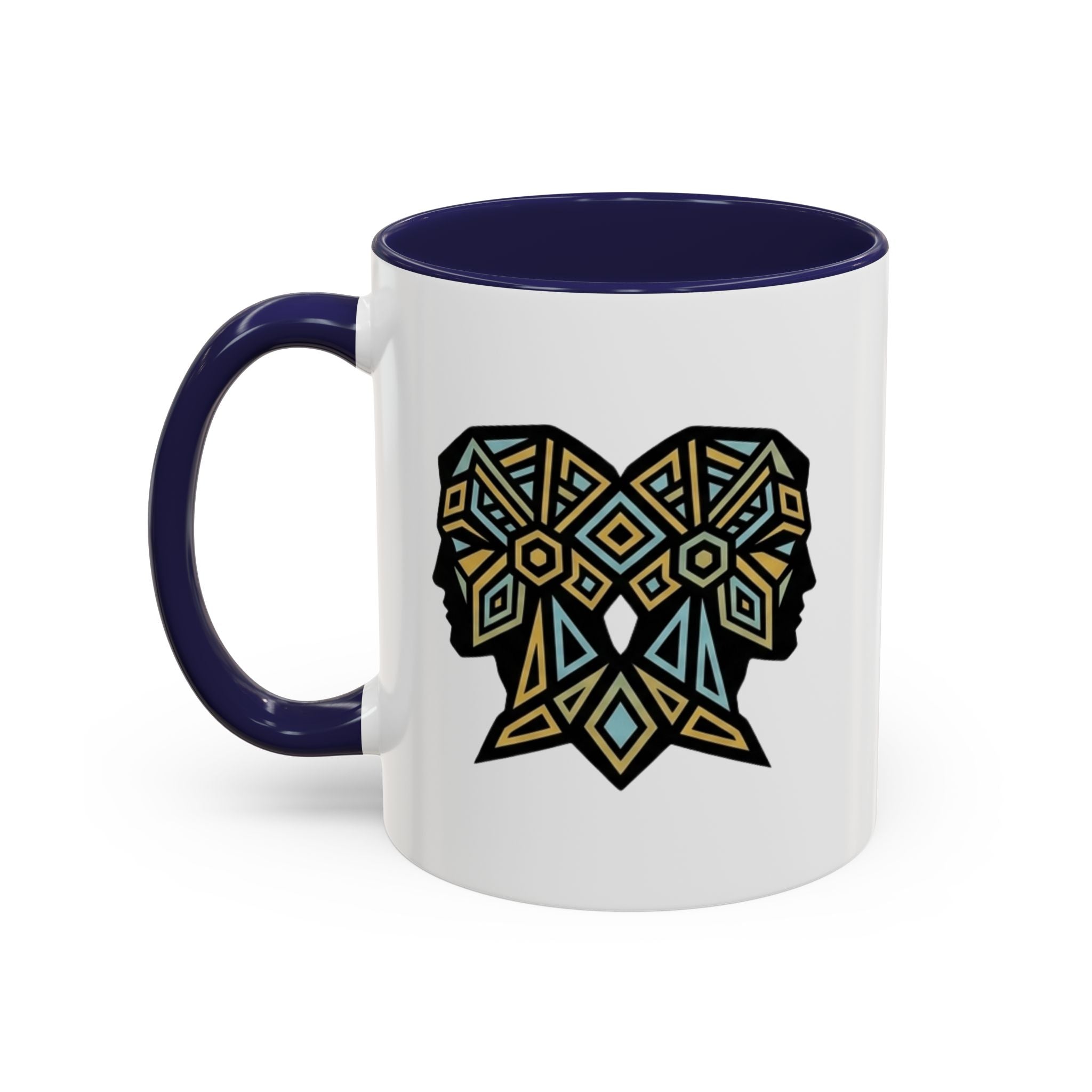 Geometric Elephant Accent Coffee Mug — Tribal Mosaic Design