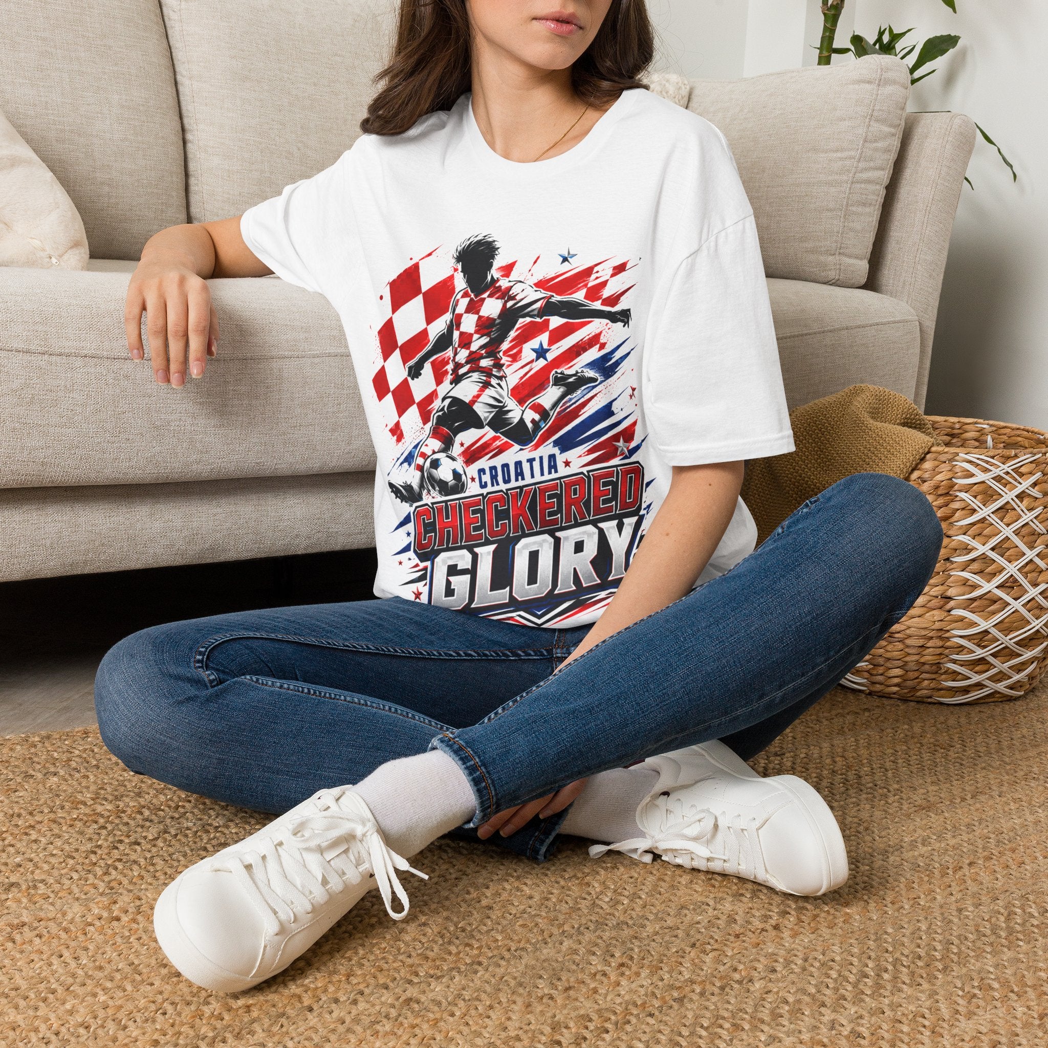 Checkered Glory T-Shirt — Croatia Soccer Fan Tee