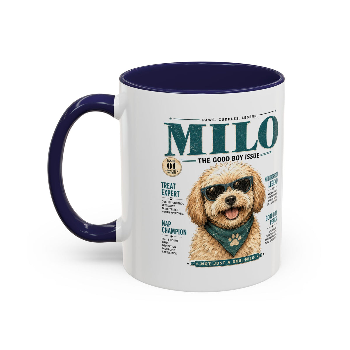 Milo Bailey Dog Dad Mom Milo Magazine-Style Accent Coffee Mug — Cute Dog Portrait