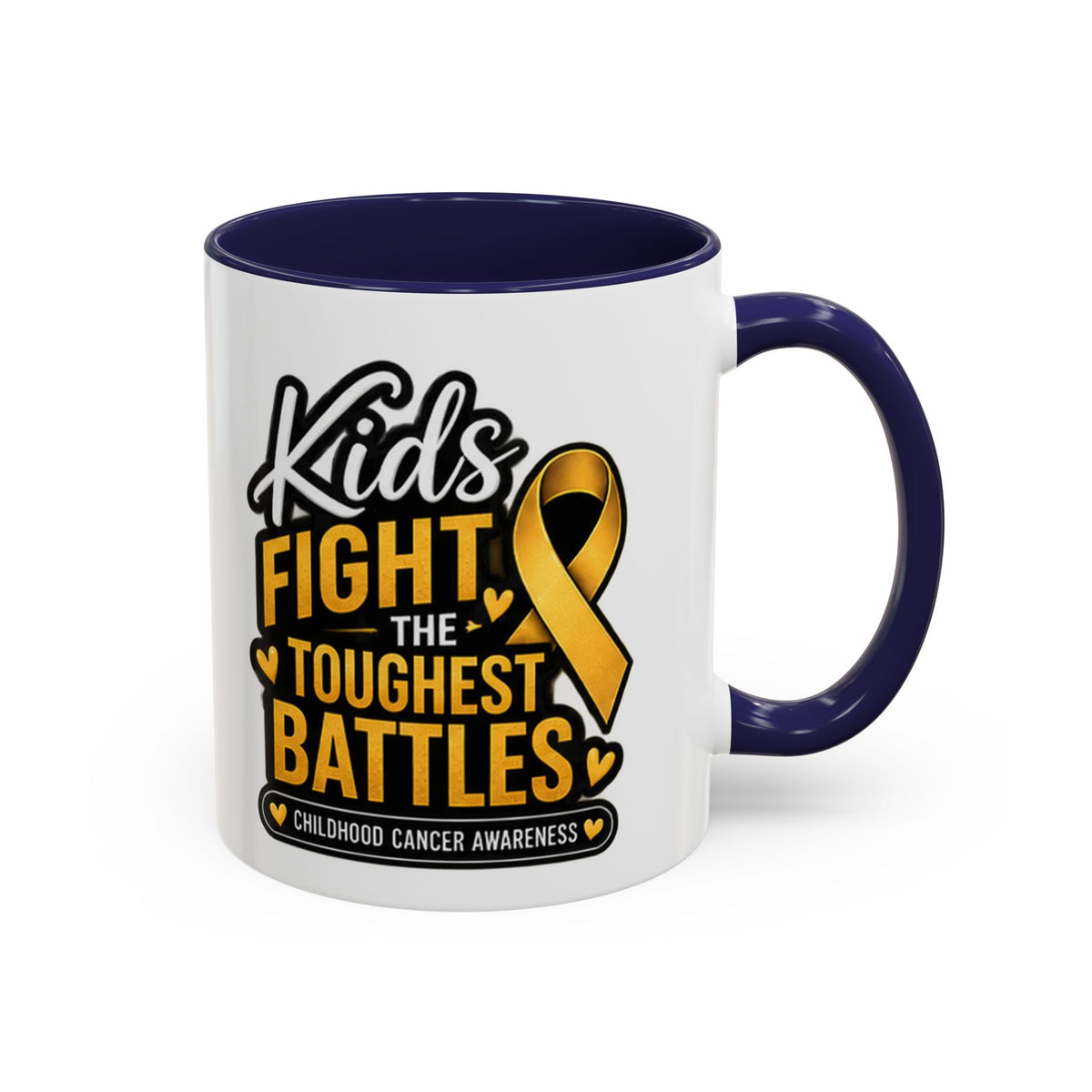 Childhood Cancer Awareness Accent Coffee Mug - "Kids Fight the Toughest Battles" (11/15oz)