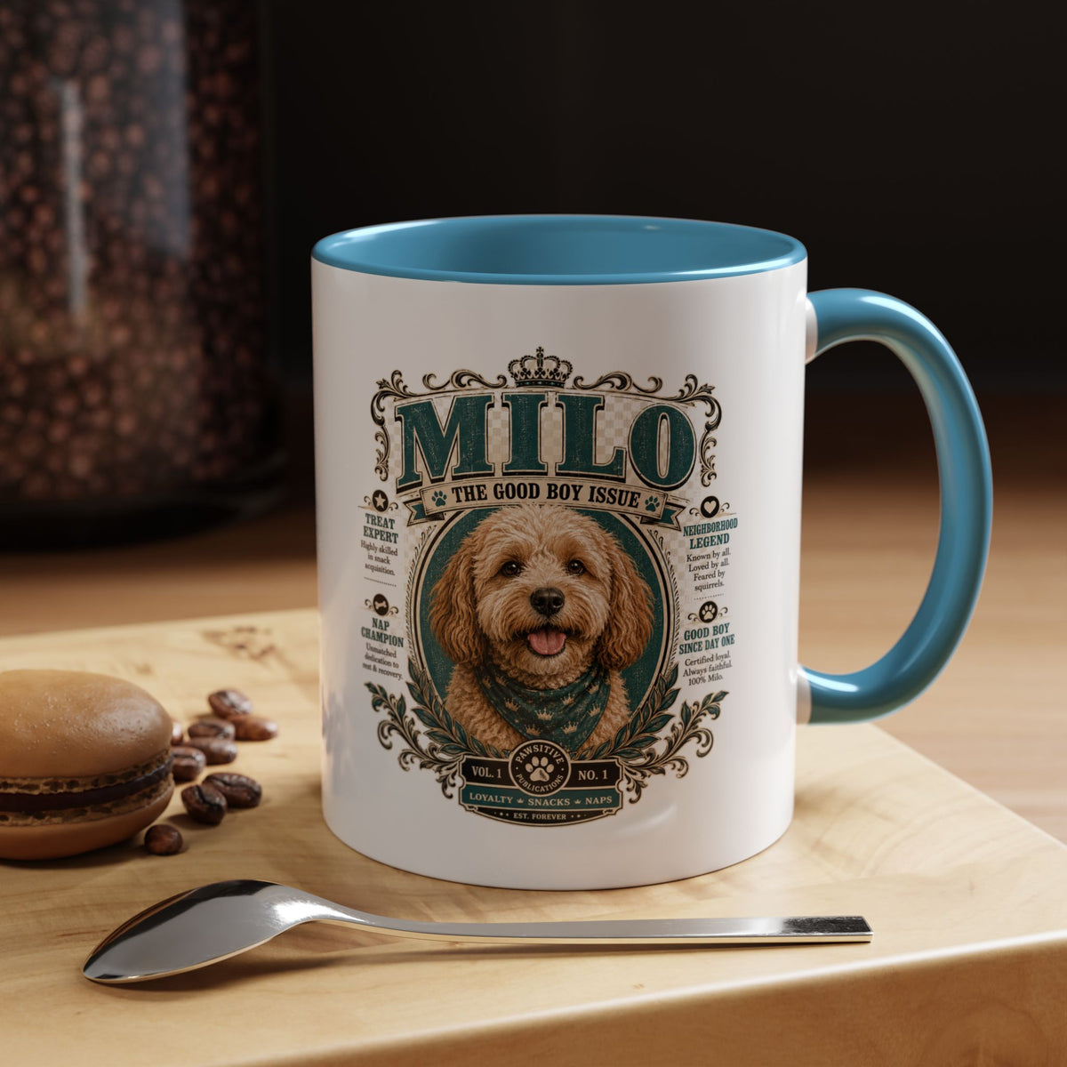Milo Bailey Dog Dad Mom Milo Dog Portrait Coffee Mug — 'The Good Boy Issue' Accent Mug