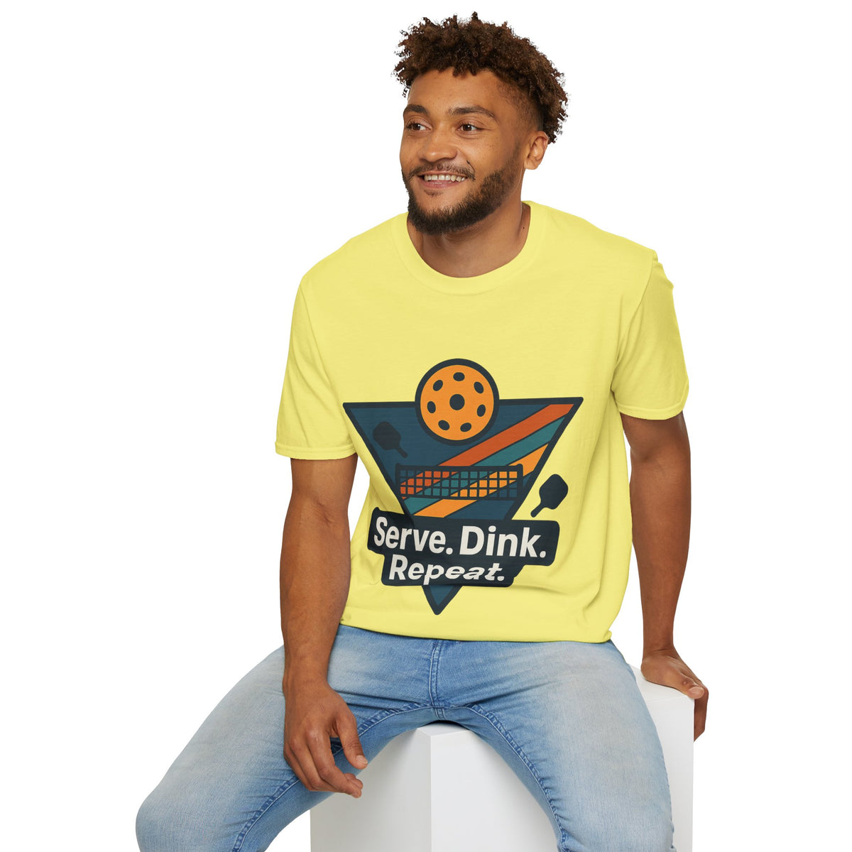 Pickleball T-Shirt — Retro Paddle & Ball Design with “Serve. Dink. Repeat.” Slogan - Trending Now - August 2026