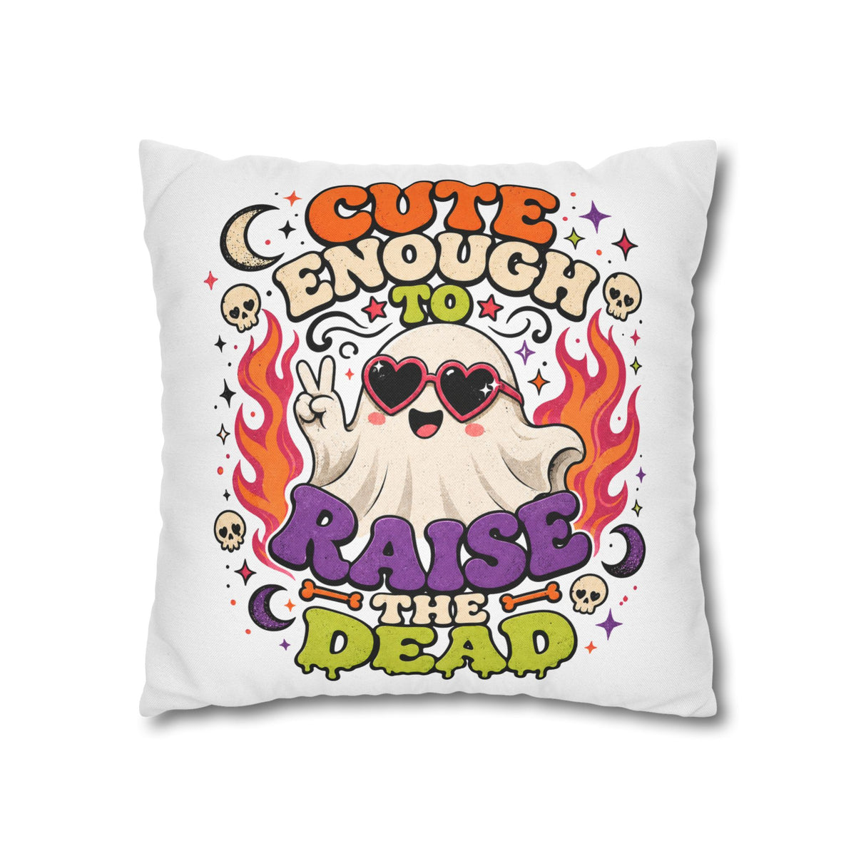 Halloween Cute Enough to Raise the Dead Ghost Pillowcase — Retro Halloween Decorative Throw Pillow