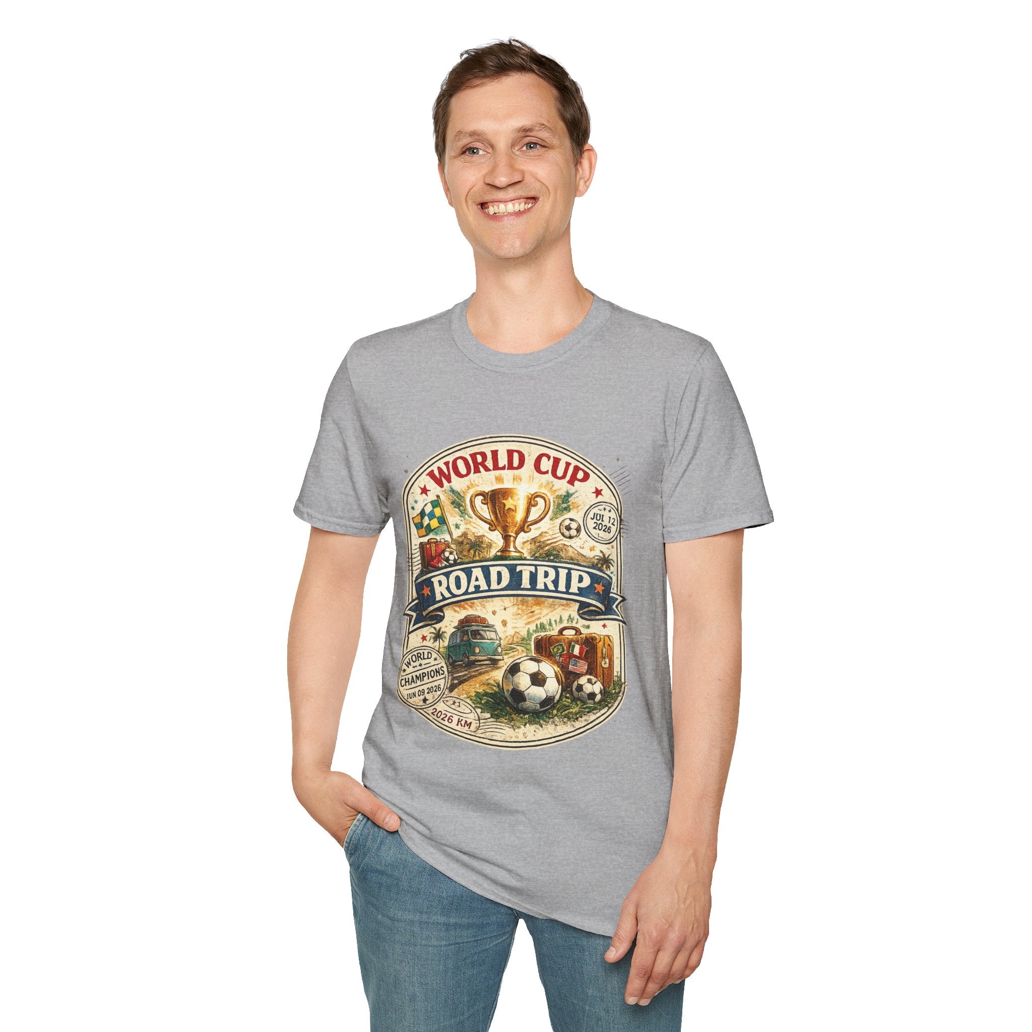 World Cup Road Trip T-Shirt — Vintage Soccer Trophy Design