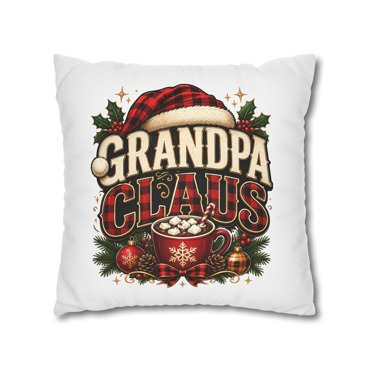 Christmas Grandpa Claus Holiday Pillowcase – Festive Christmas Throw Pillow Cover