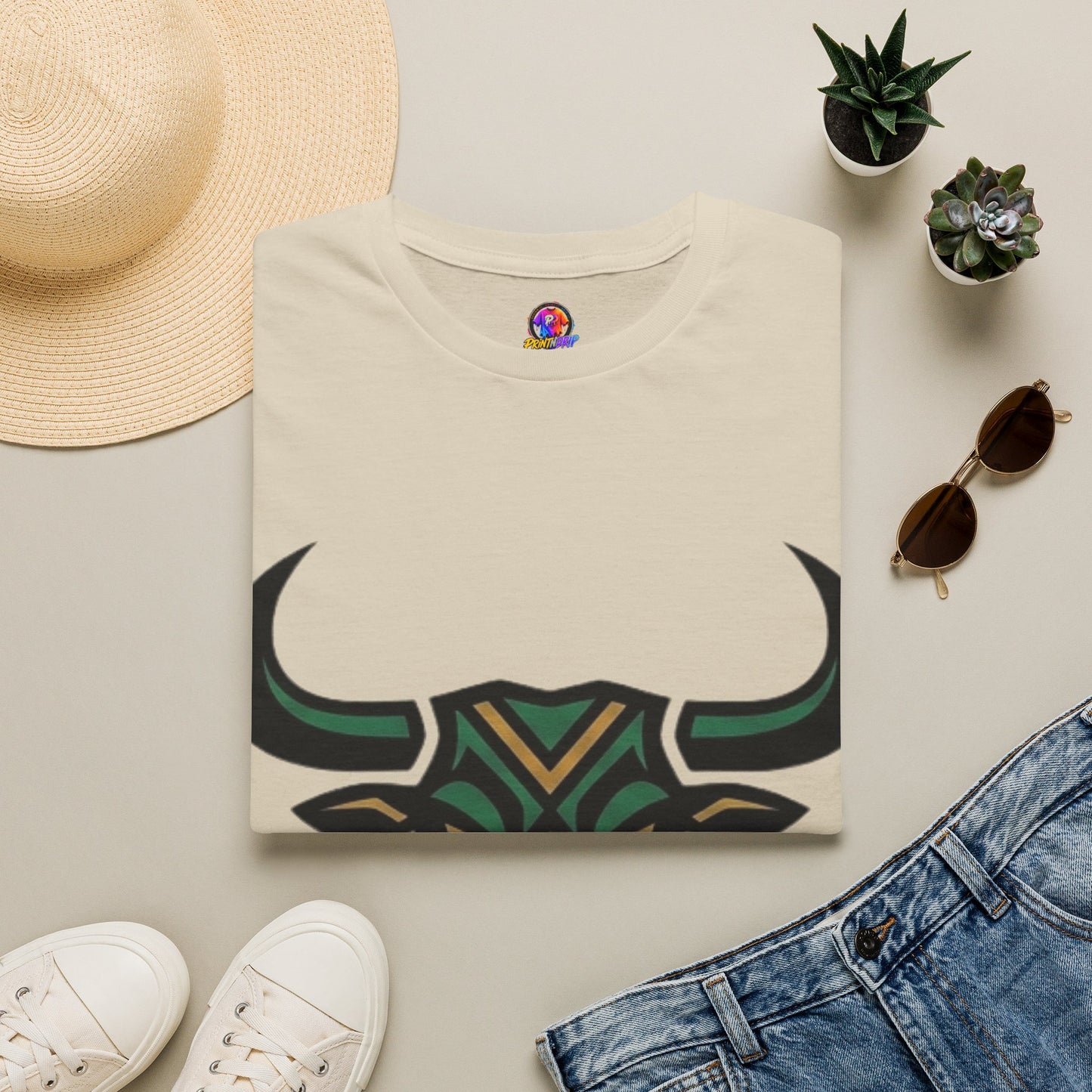 Bull Head Graphic T-Shirt — Tribal Geometric Rodeo Tee