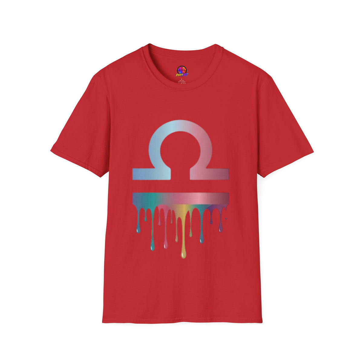 Omega Symbol T-Shirt — Pastel Gradient Drip Design