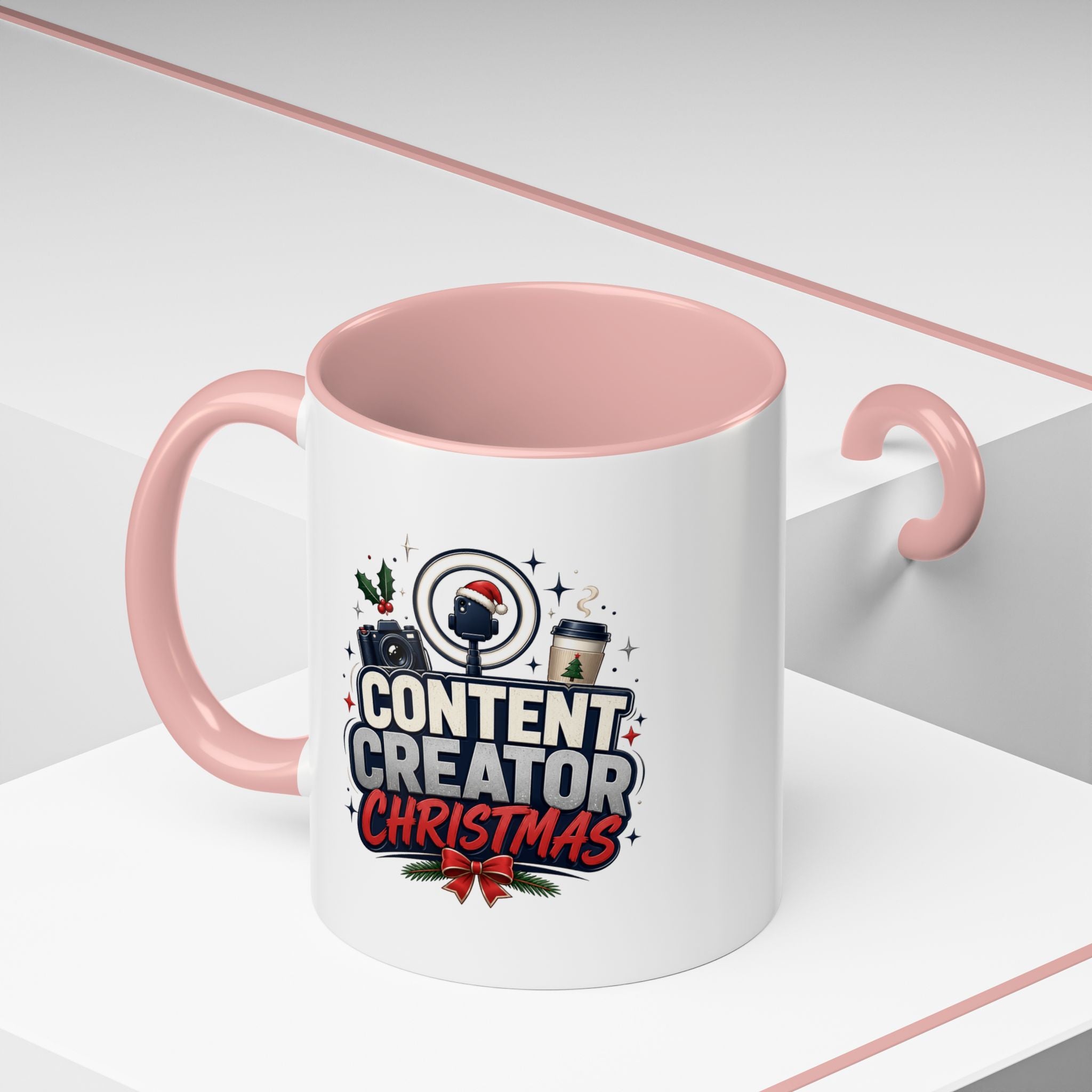 Modern Day Christmas Content Creator Christmas Accent Coffee Mug — Holiday Social Media Gifts (11/15oz)
