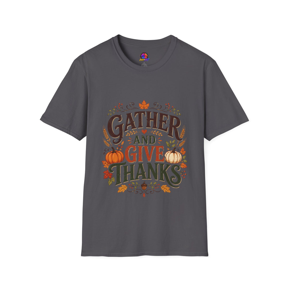 Thanksgiving T-Shirt Gather and Give Thanks T-Shirt — Thanksgiving Fall Holiday Tee