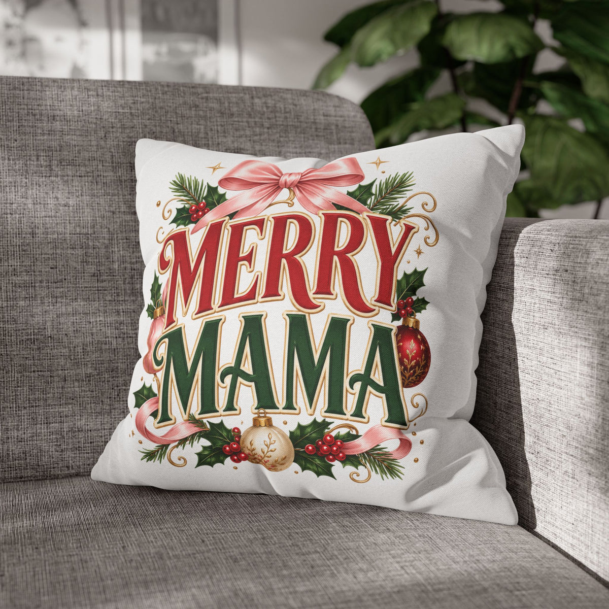Merry Mama Christmas Pillowcase — Festive Holiday Decorative Pillow Cover
