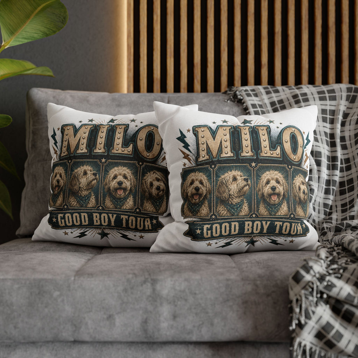 Milo "Good Boy Tour" Dog Photo Throw Pillowcase Milo Bailey Dog Dad Mom