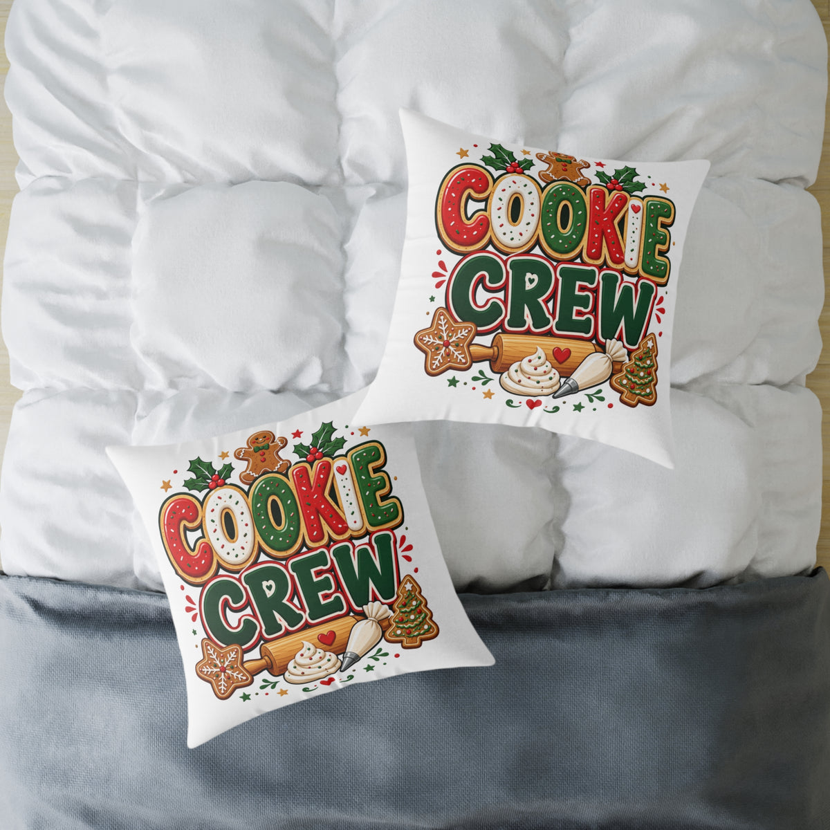 Christmas Cookie Crew Holiday Pillow — Festive Christmas Baking Decor