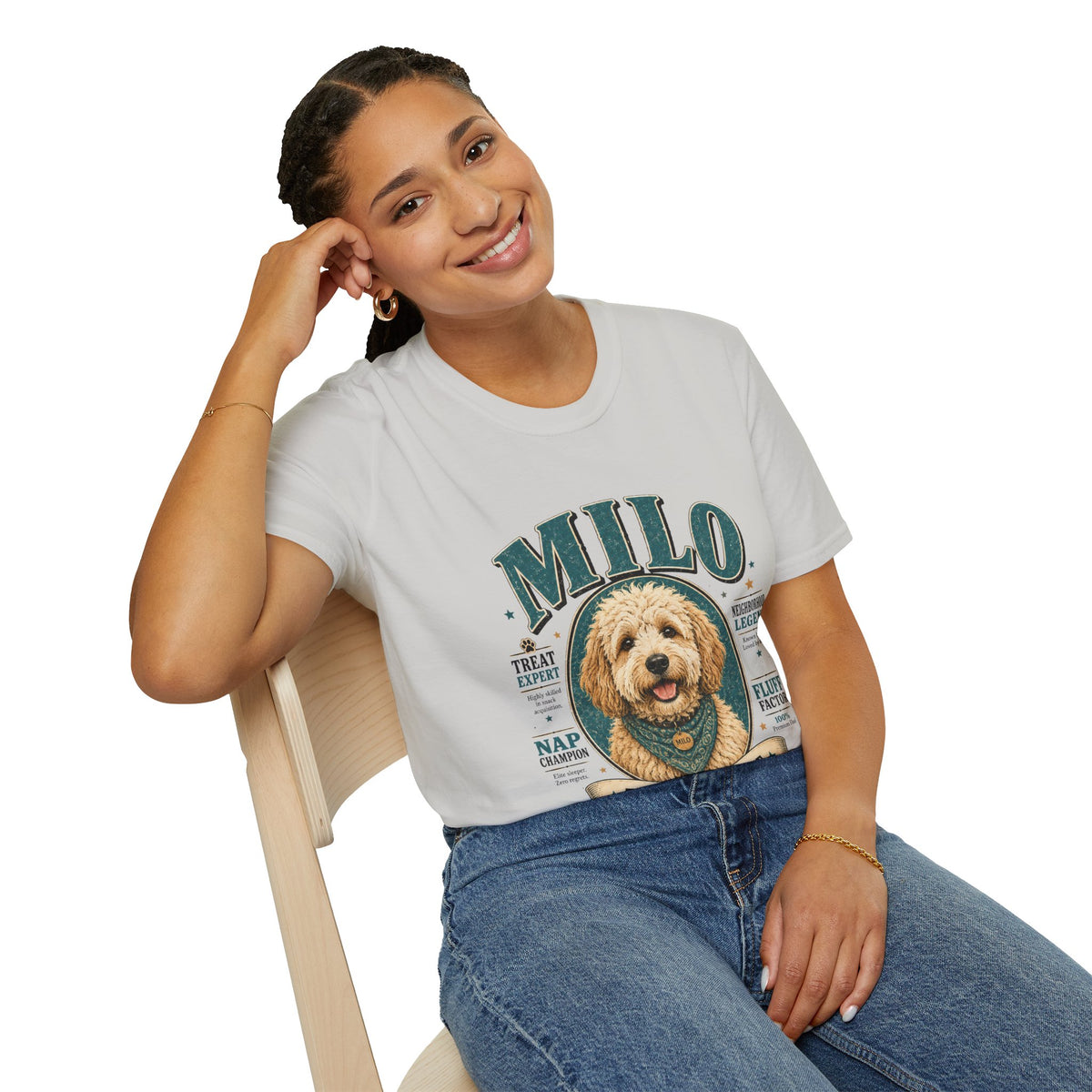 Dog Lover T-Shirt — "MILO" Personalized Pet Portrait Tee