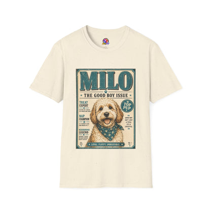 Milo 'The Good Boy Issue' Dog T‑Shirt — Vintage Puppy Magazine Design
