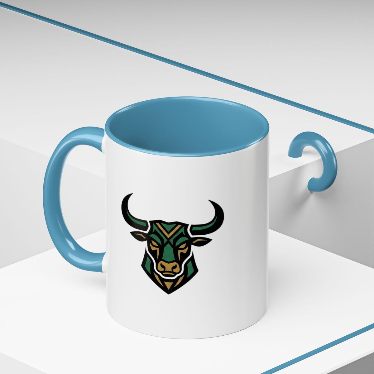 Taurus Geometric Bull Accent Coffee Mug –  Tribal Bull Head Ceramic Mug