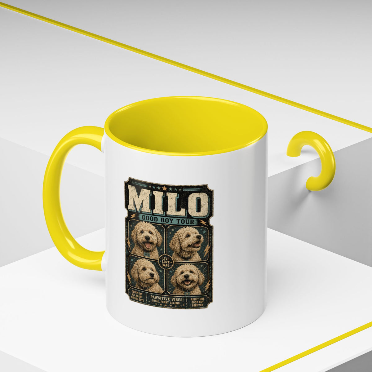 Milo Bailey Dog Dad Mom Personalized Milo Dog Coffee Mug — "Good Boy Tour" Accent Mug