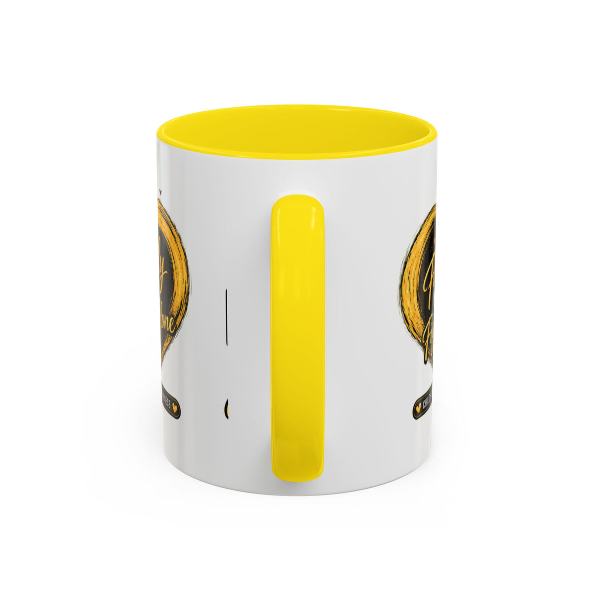 Childhood Cancer Awareness Accent Coffee Mug — "In This Family No One Fights Alone"