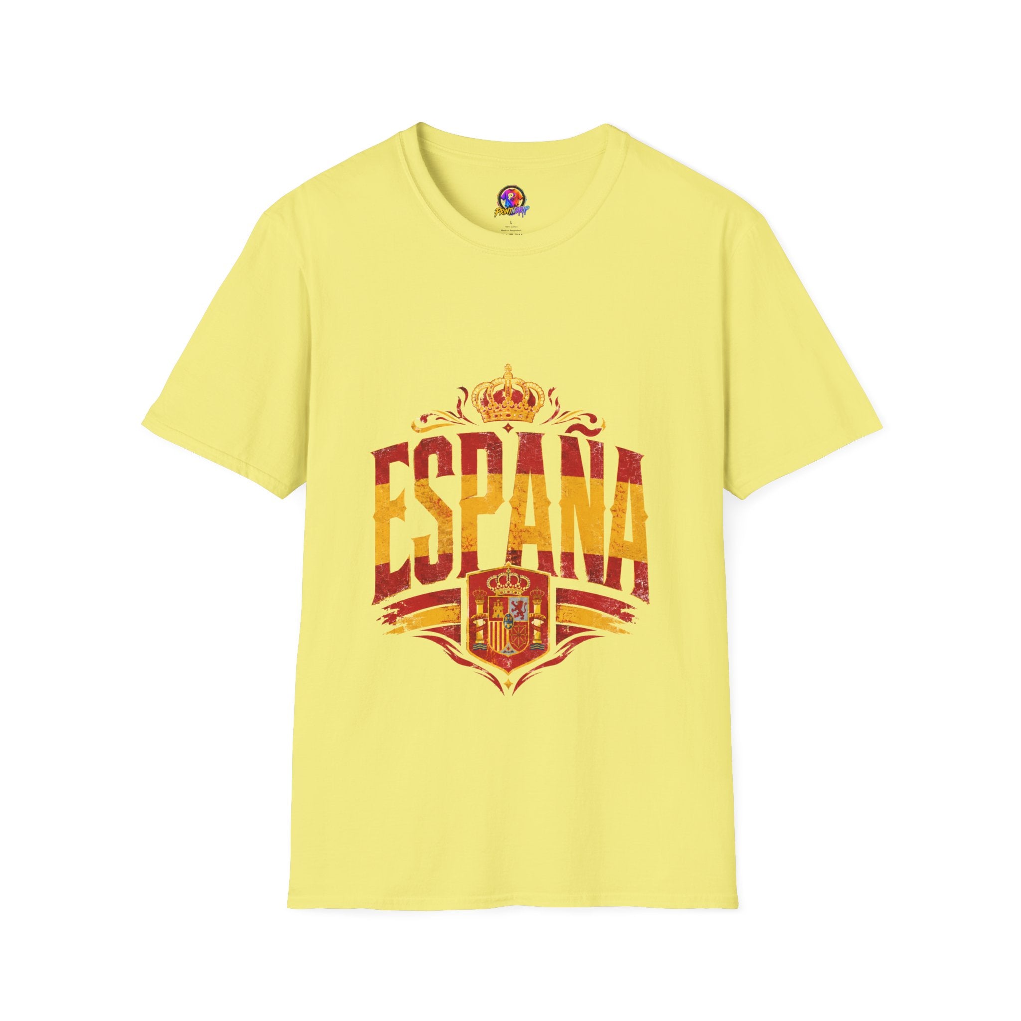 Spain Crown Graphic T-Shirt — Spanish Flag Vintage Crest Tee