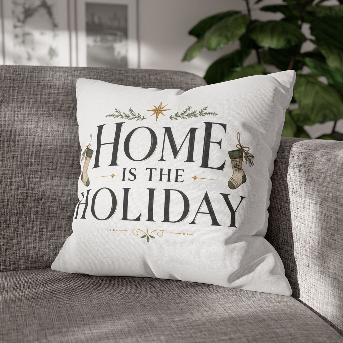 Christmas Home Is the Holiday Throw Pillowcase — Festive Holiday Decorative Pillow Cover