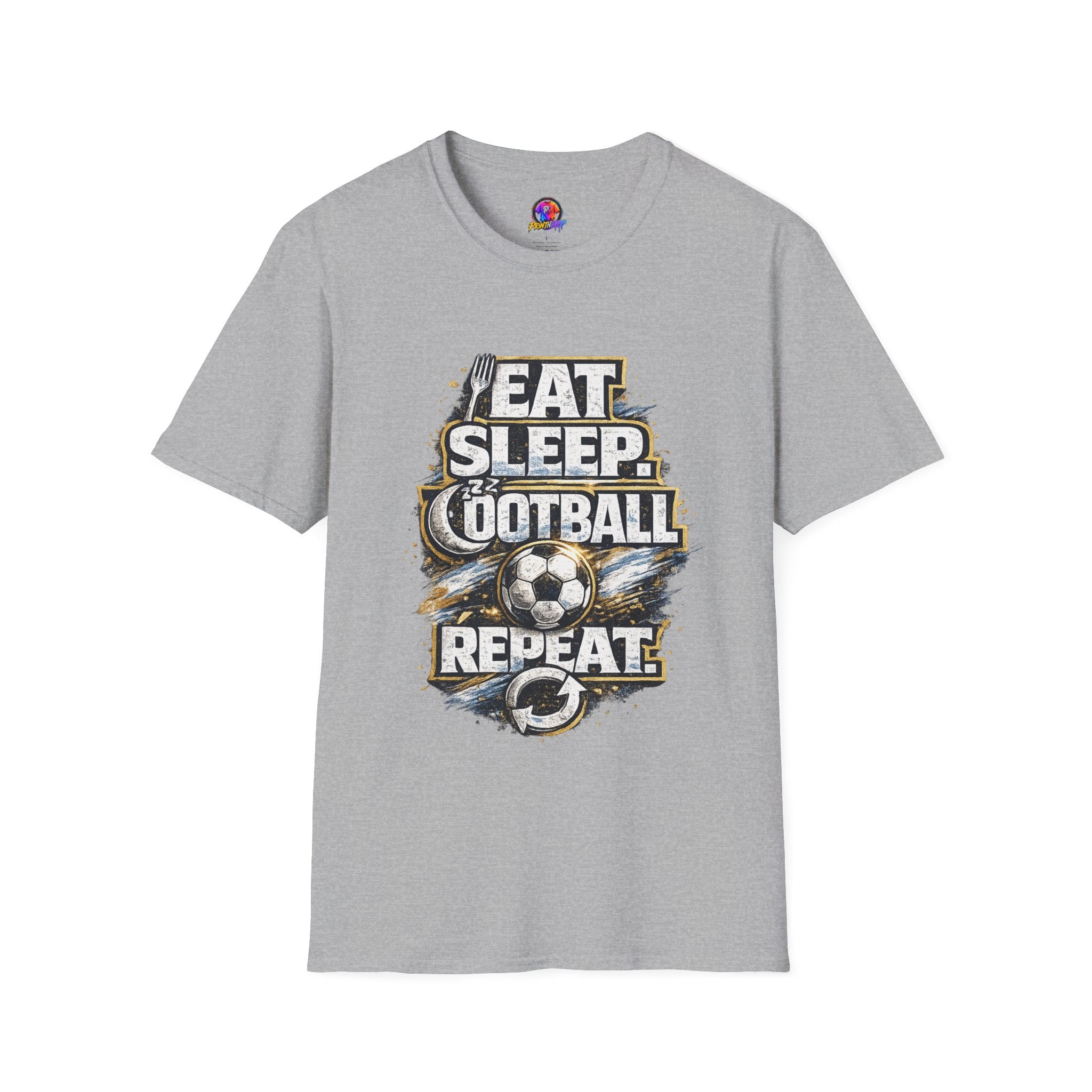 Football 'Eat Sleep Football Repeat' T-Shirt — Vintage Soccer Fan Tee