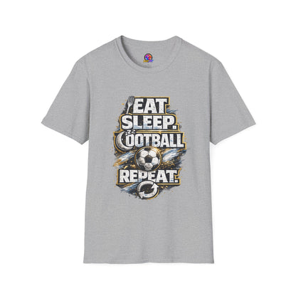 Football 'Eat Sleep Football Repeat' T-Shirt — Vintage Soccer Fan Tee