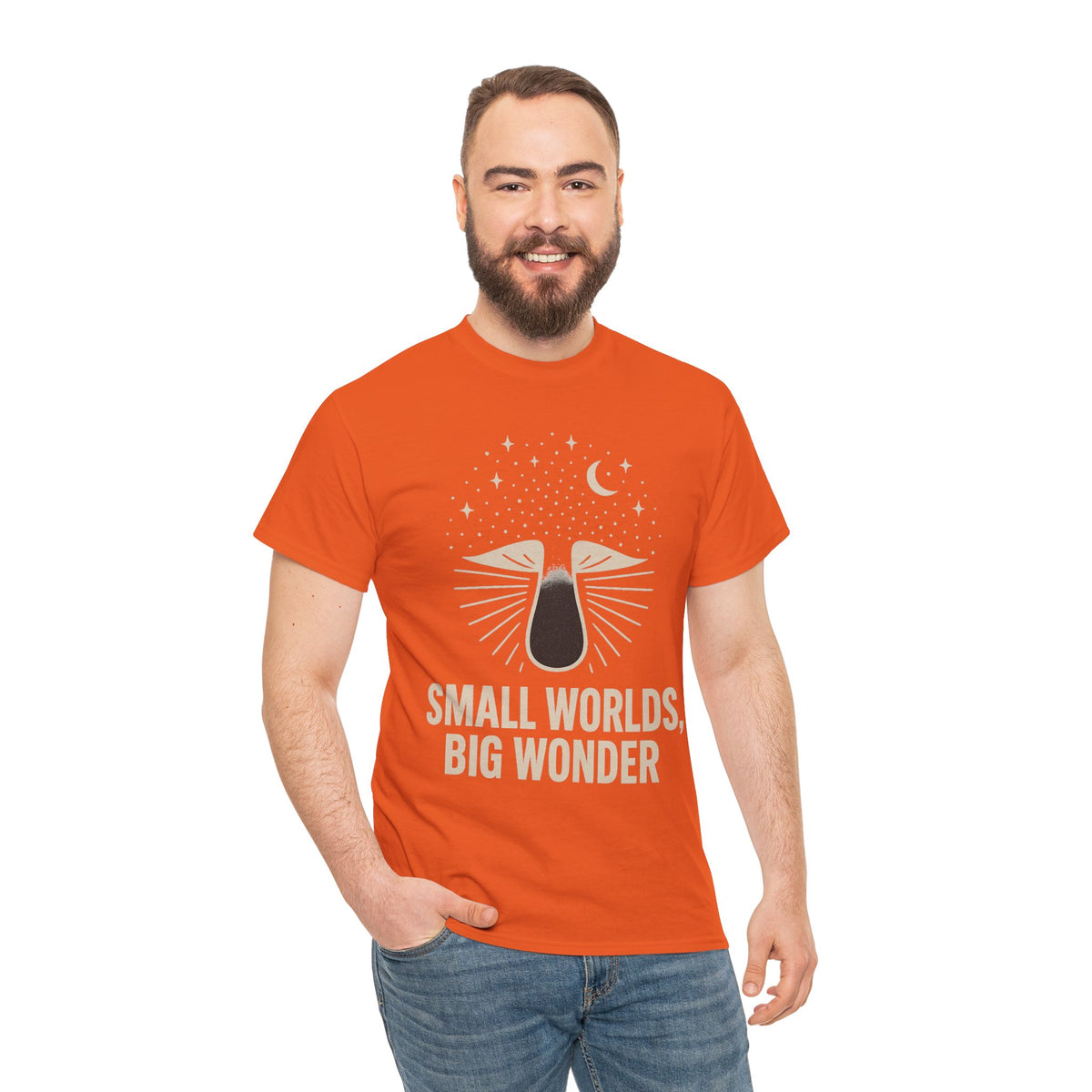 Small Worlds Big Wonder Celestial Mushroom Tee - Aesthetic Nature T-Shirt - Trending Now - September 2026