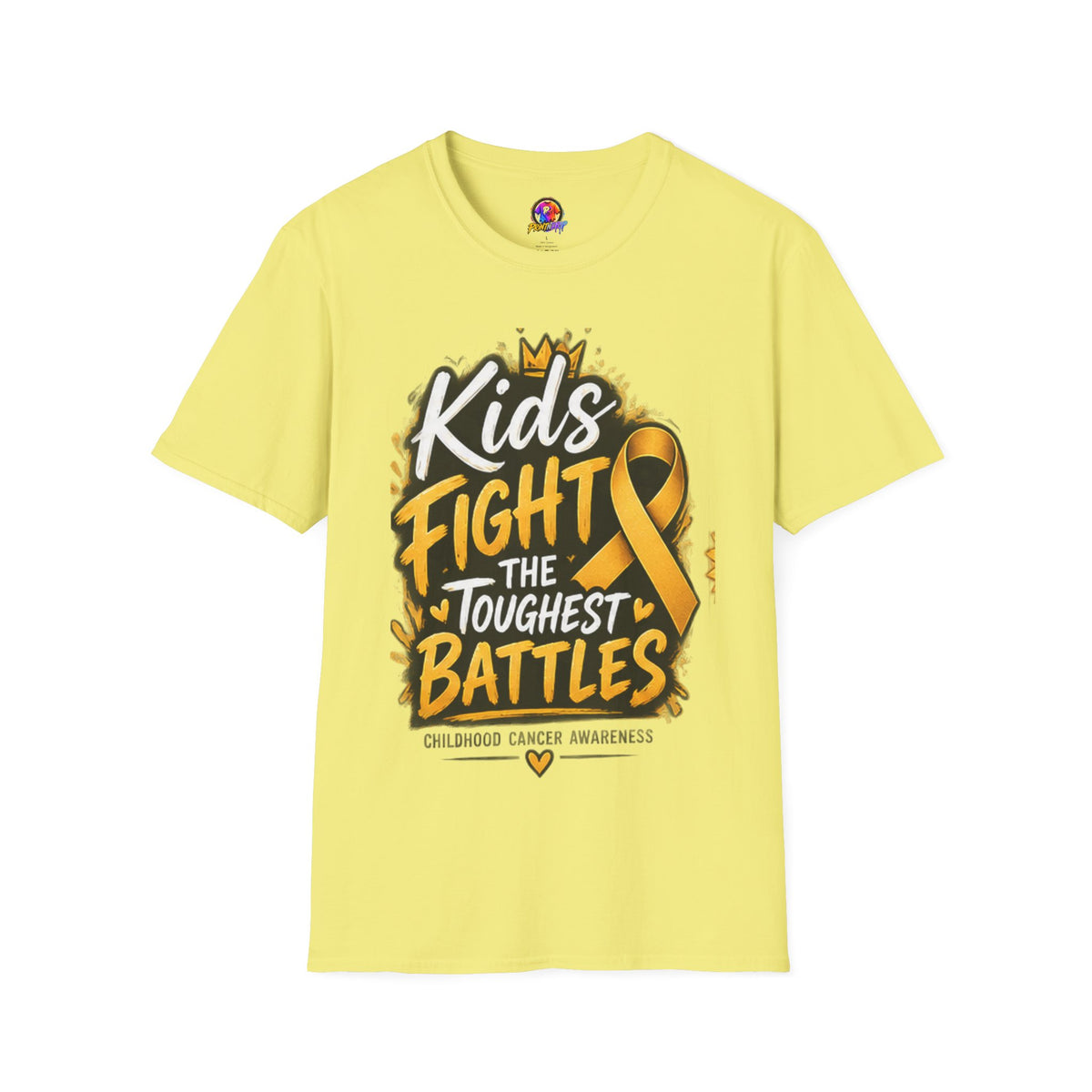 Childhood Cancer Awareness T-Shirt — "Kids Fight the Toughest Battles" Gold Ribbon