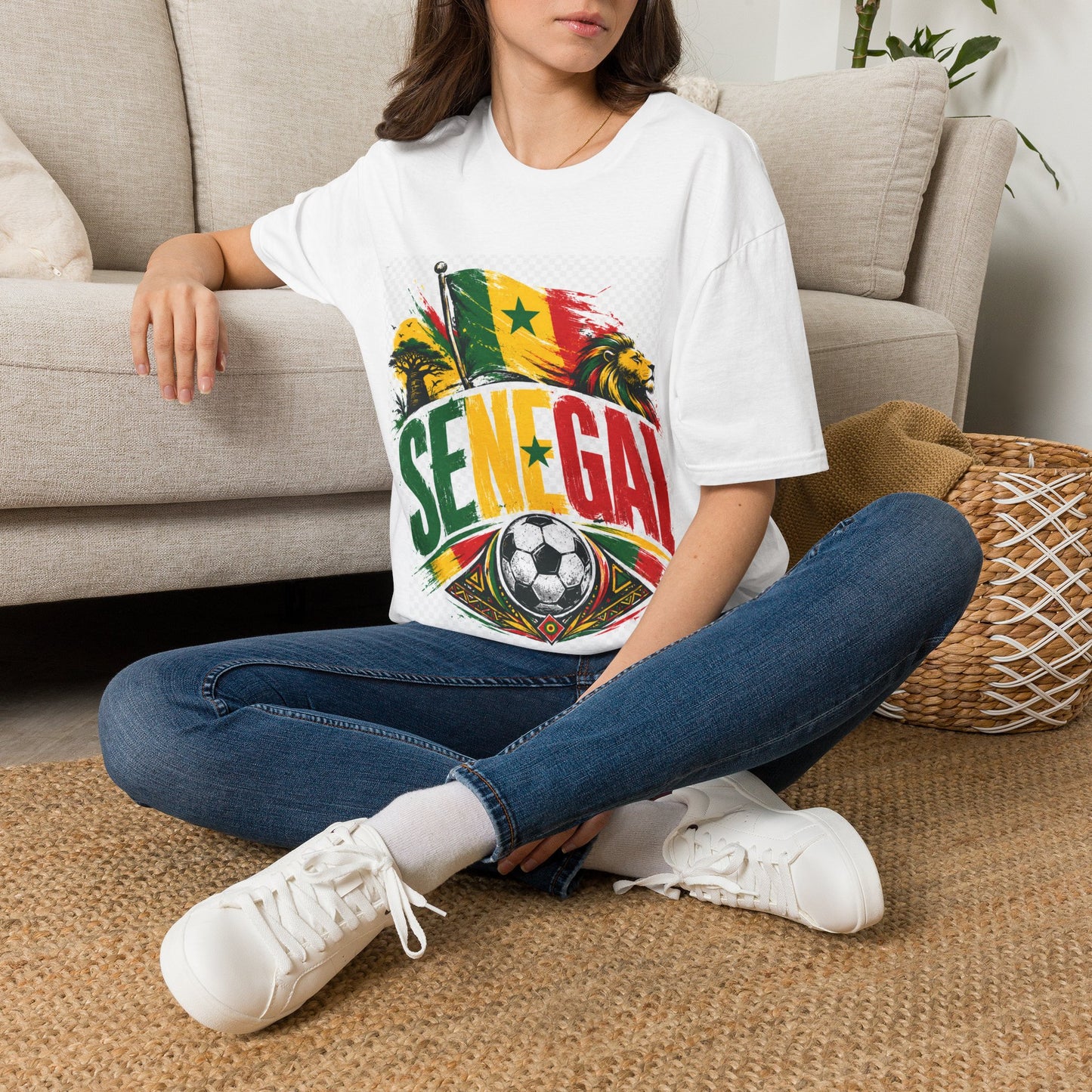 Senegal Flag Soccer T-Shirt — Lion & Football Pride Tee