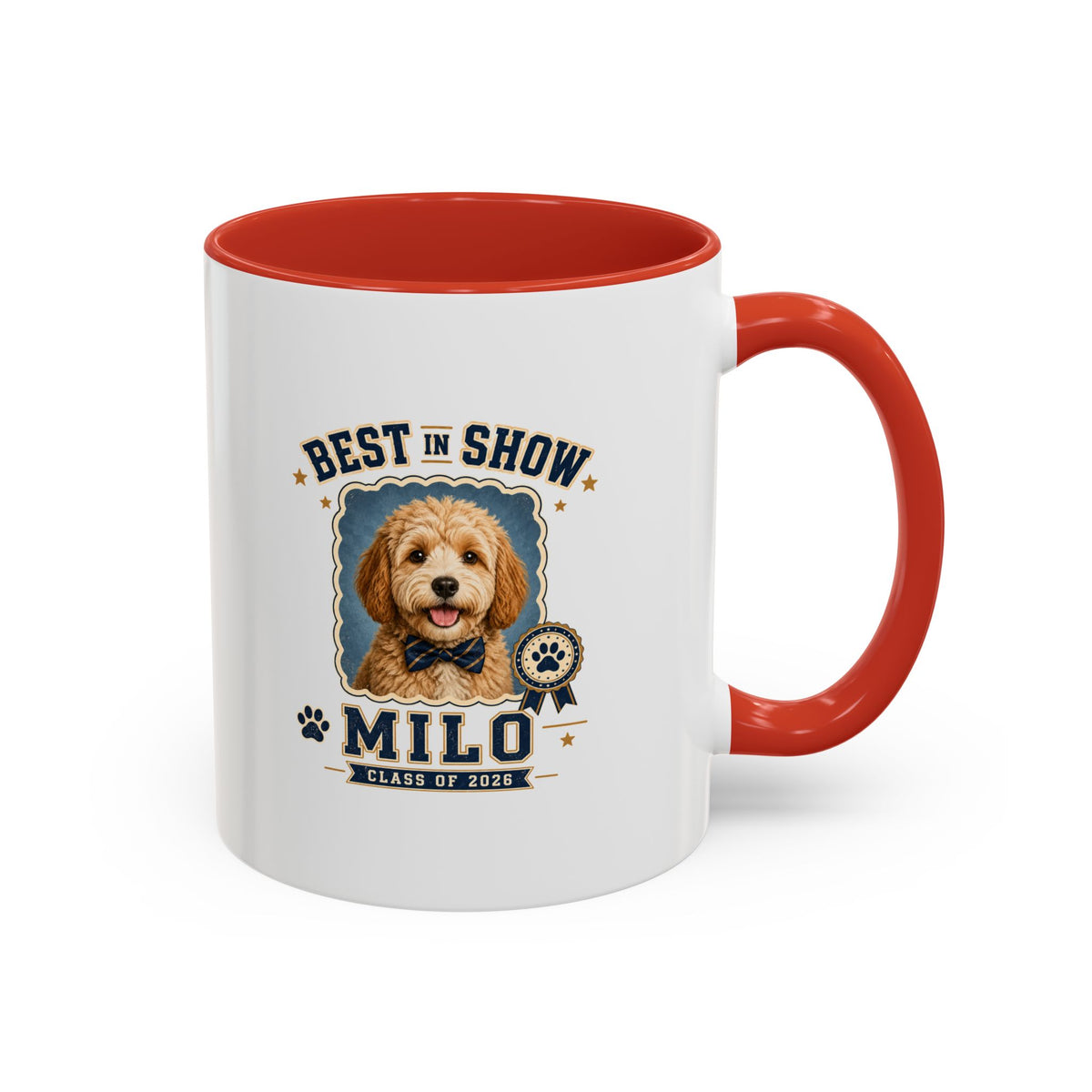 Milo Bailey Dog Dad Mom Best in Show Milo Personalized Dog Coffee Mug — Custom Pet Name Accent Mug