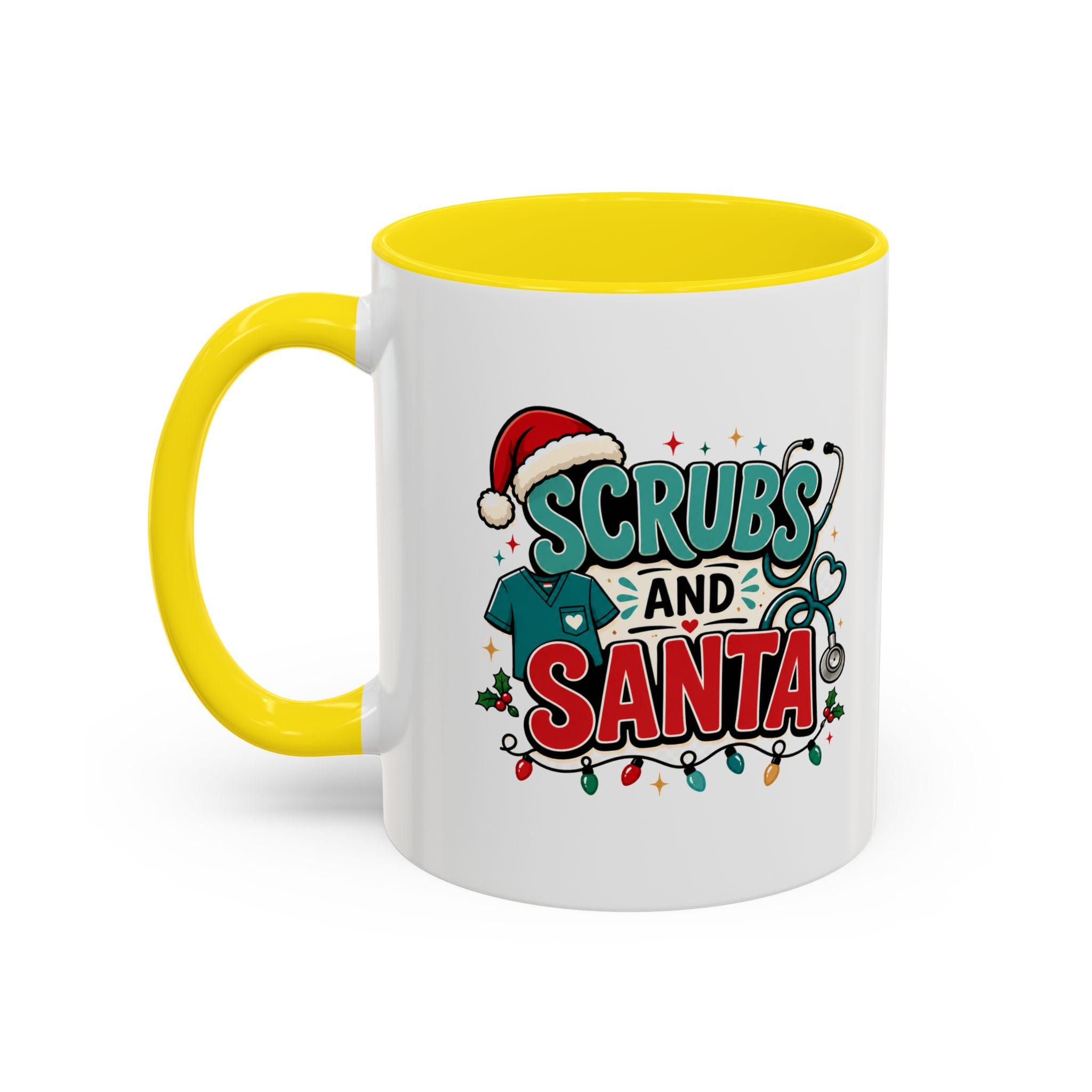 Modern Day Christmas Scrubs and Santa Coffee Mug — Funny Christmas Nurse Gift
