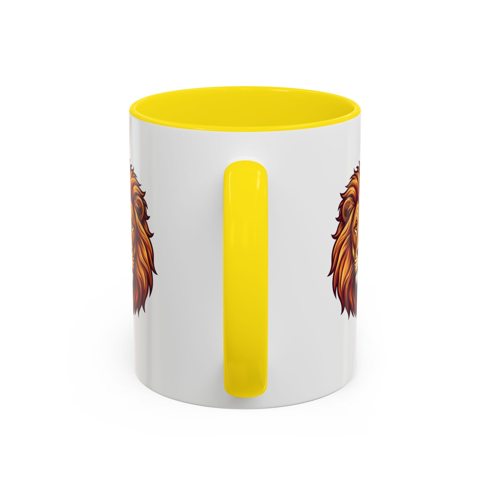 Lion Head Accent Coffee Mug — Bold Tribal Lion Face Design,