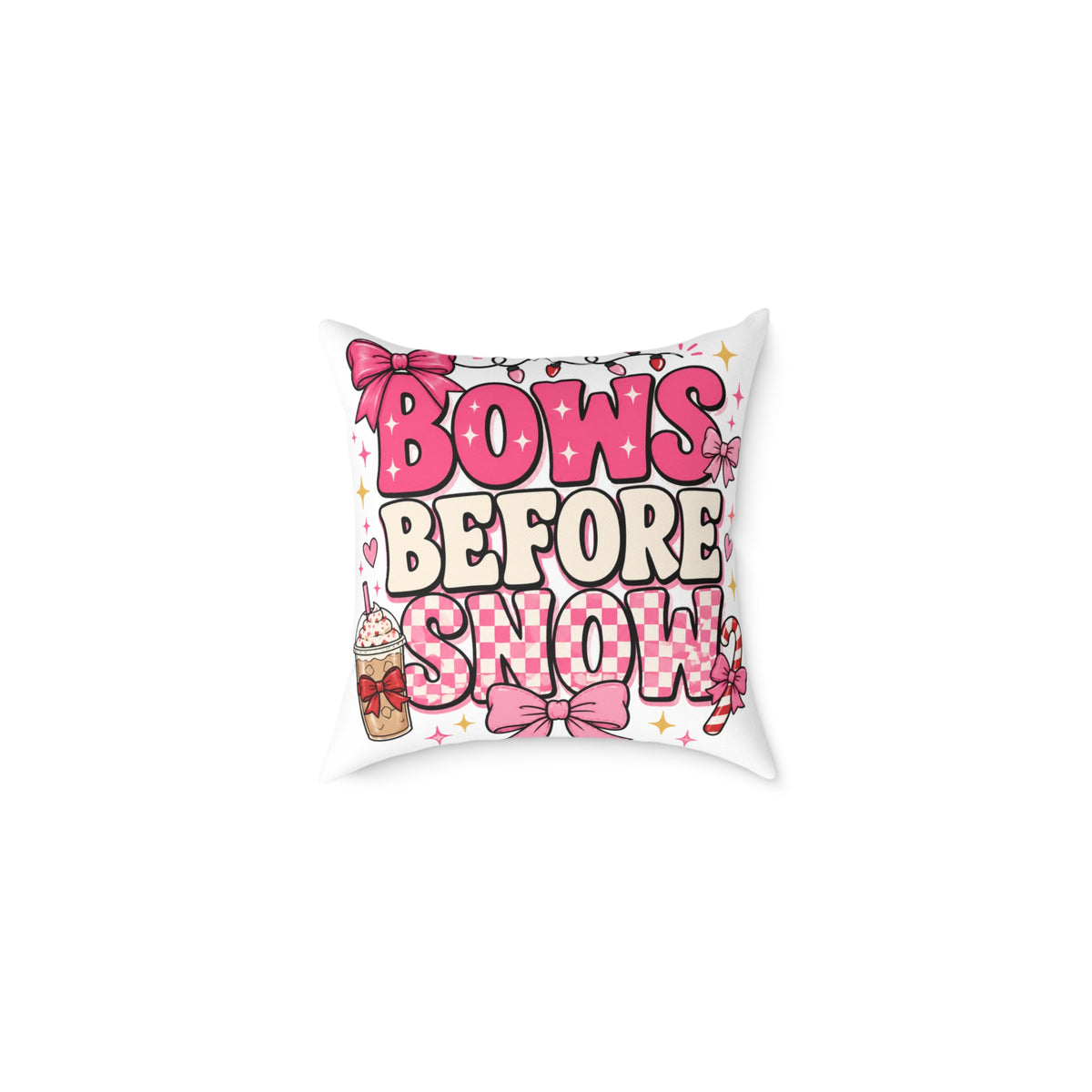 Modern Day Christmas Bows Before Snow Square Poly Canvas Pillow